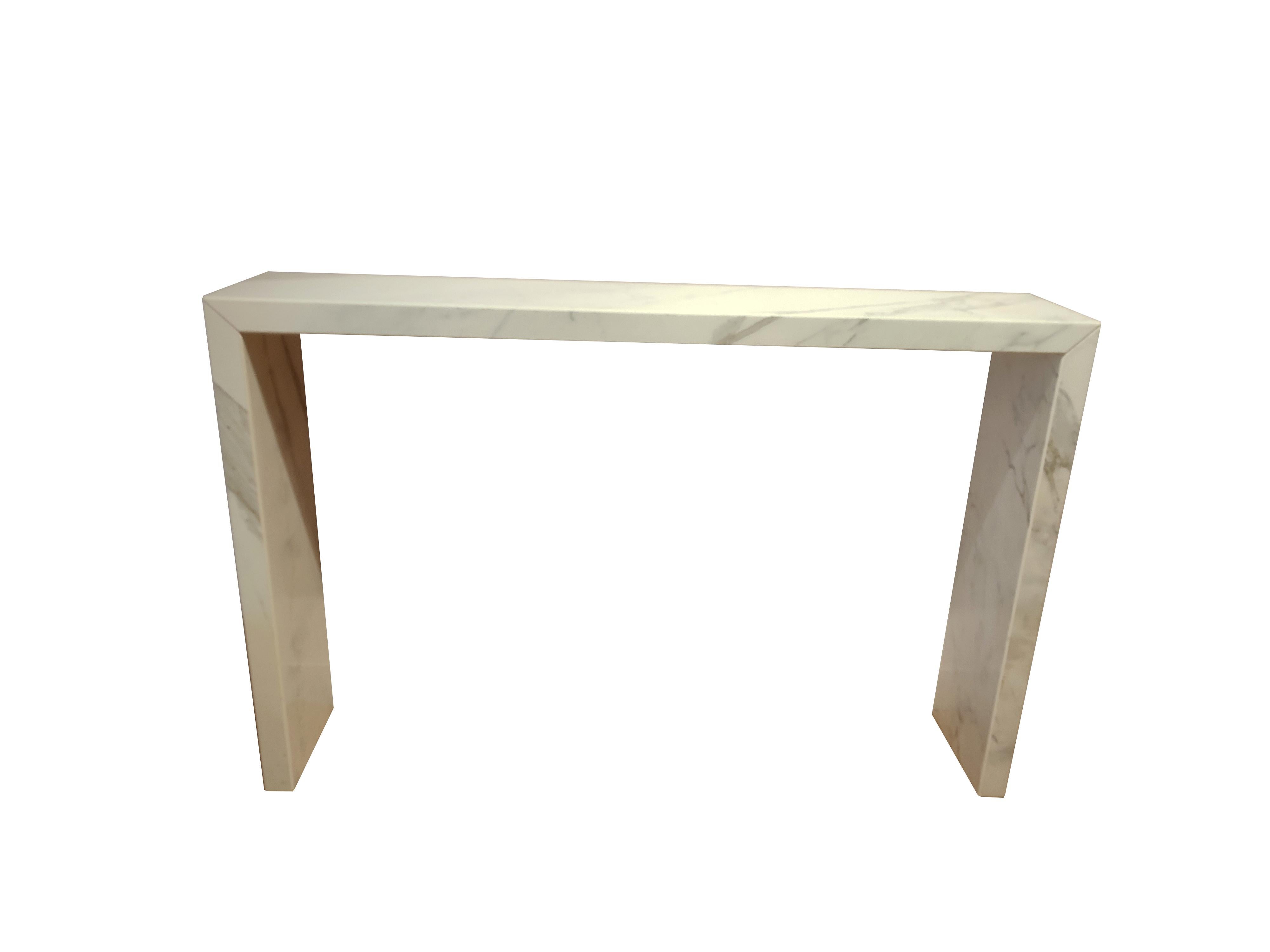 Spanish Calacatta Italy Marble Console Table Handmade in Spain Contemporary Design Lux For Sale