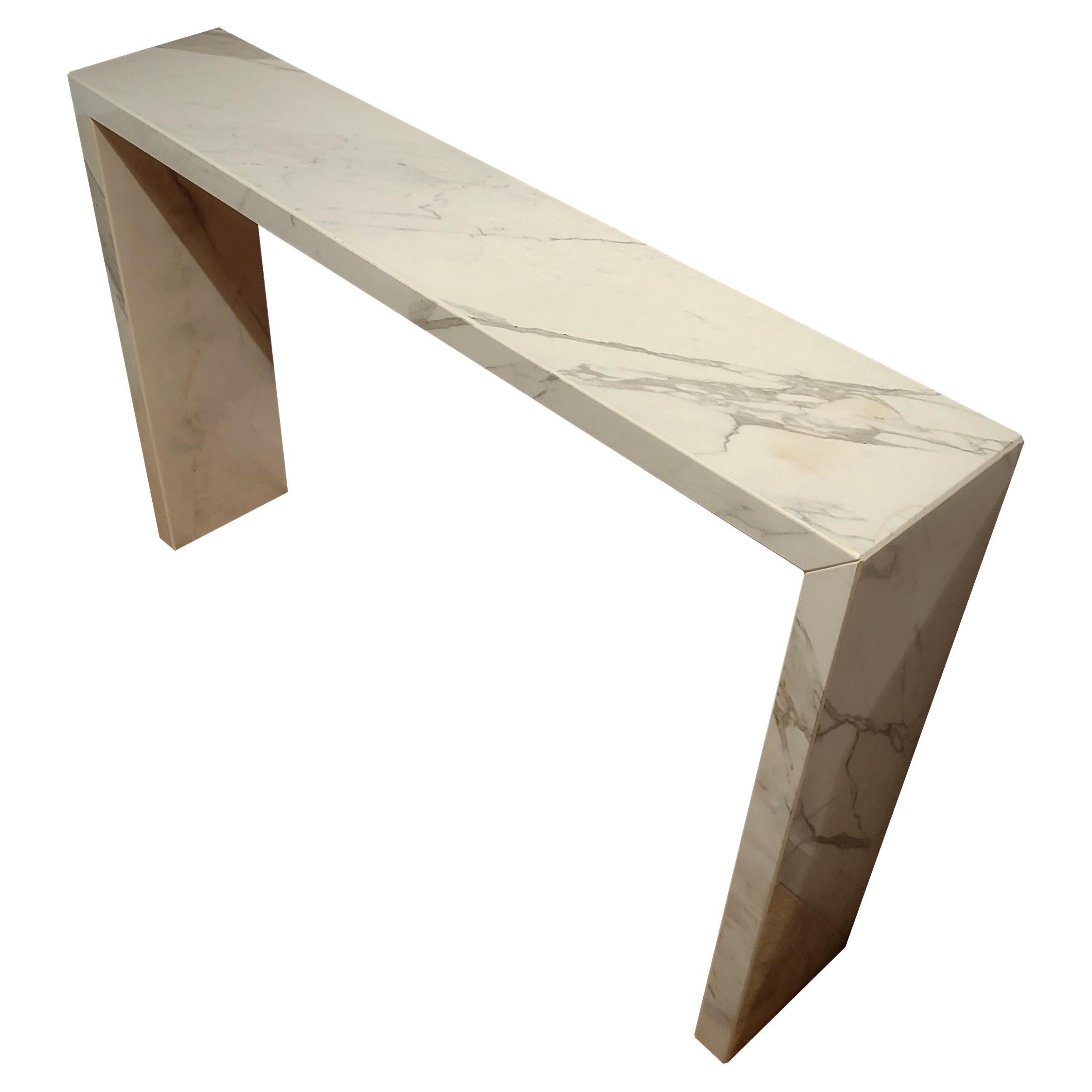Calacatta Italy Marble Console Table Handmade in Spain Contemporary Design Lux