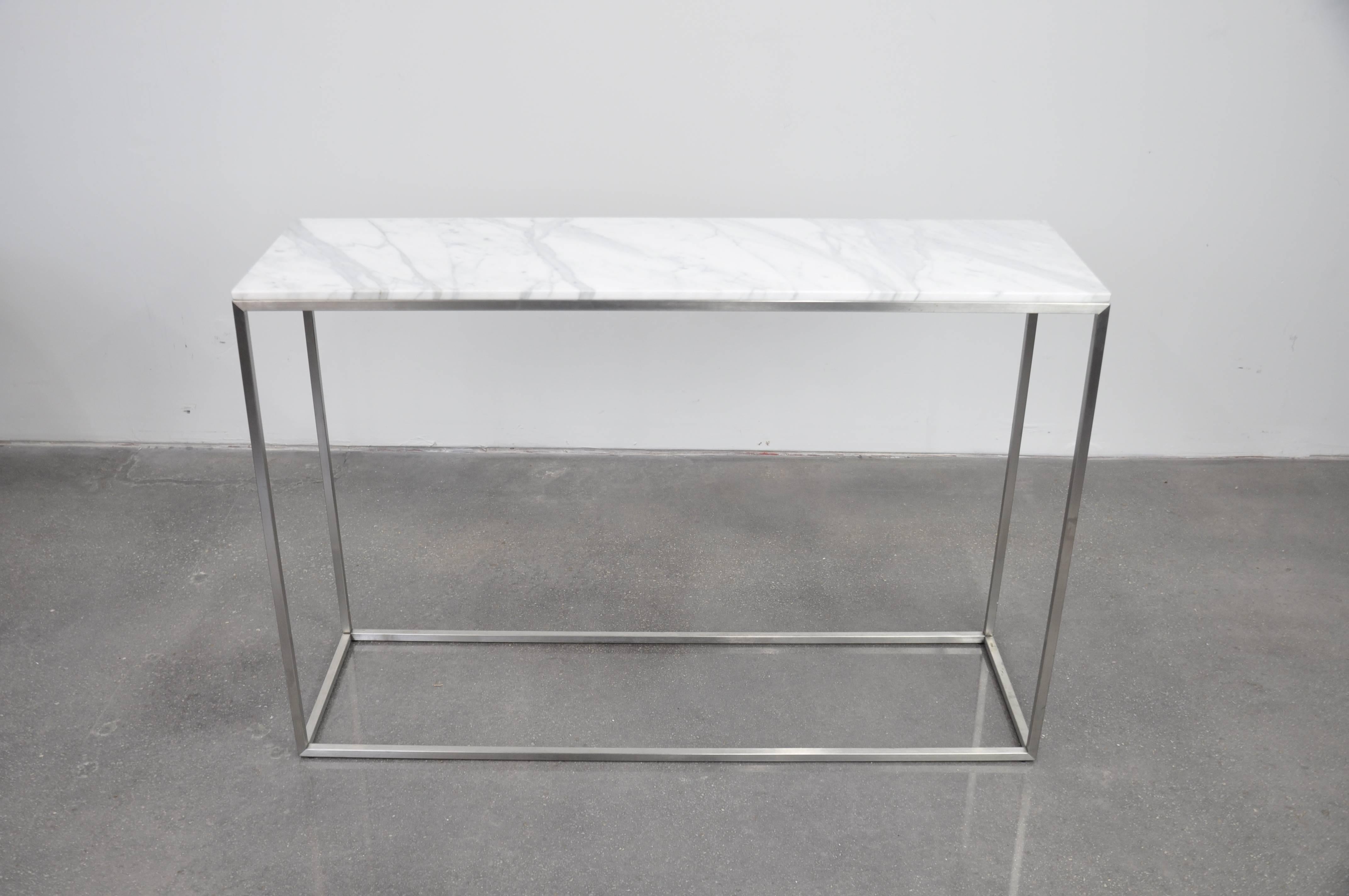 Contemporary Italian White Marble Minimalist Console Table 1