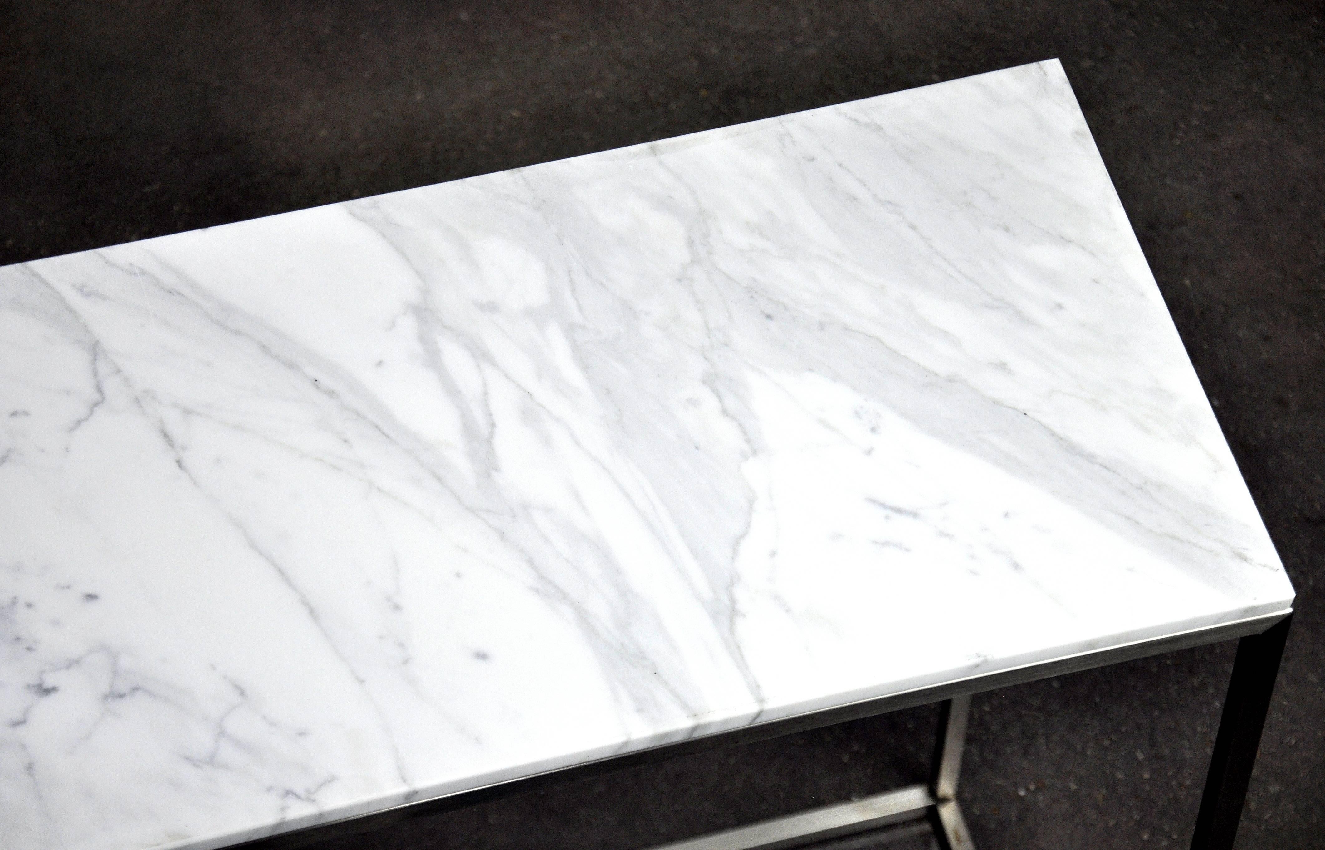 Contemporary Italian White Marble Minimalist Console Table 3