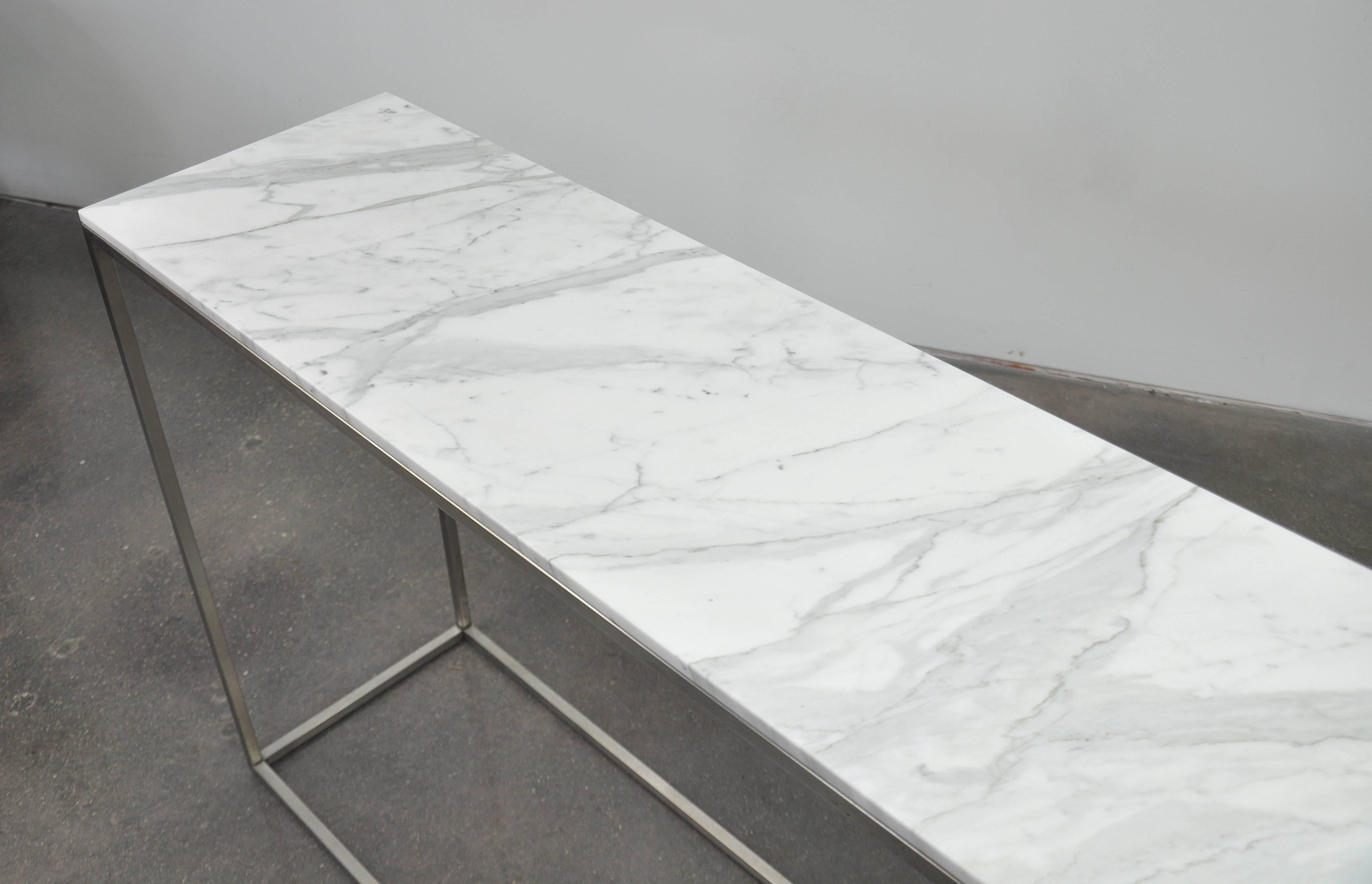 Contemporary Italian White Marble Minimalist Console Table 4