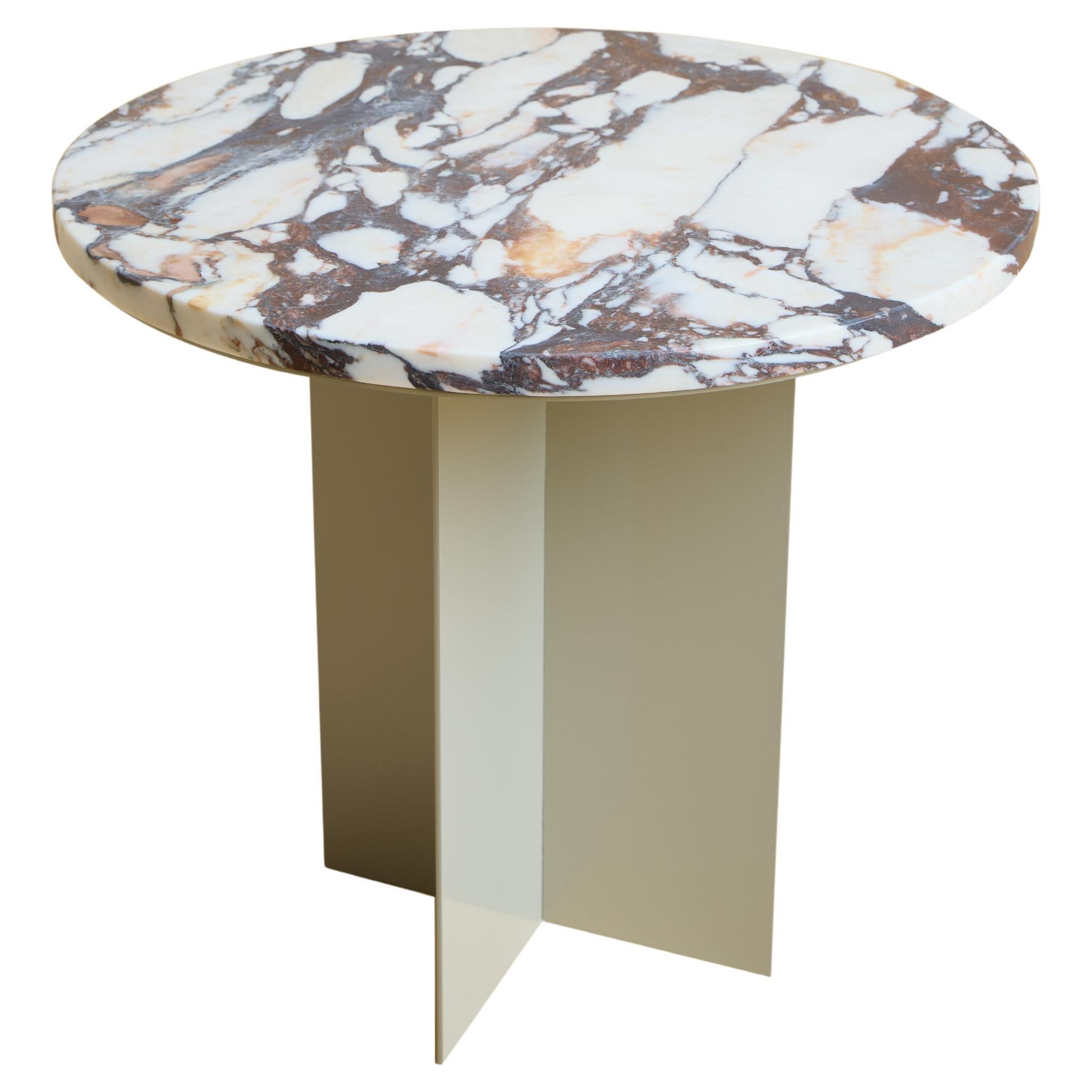 Table basse Calacatta en marbre et métal, fabriquée en Italie