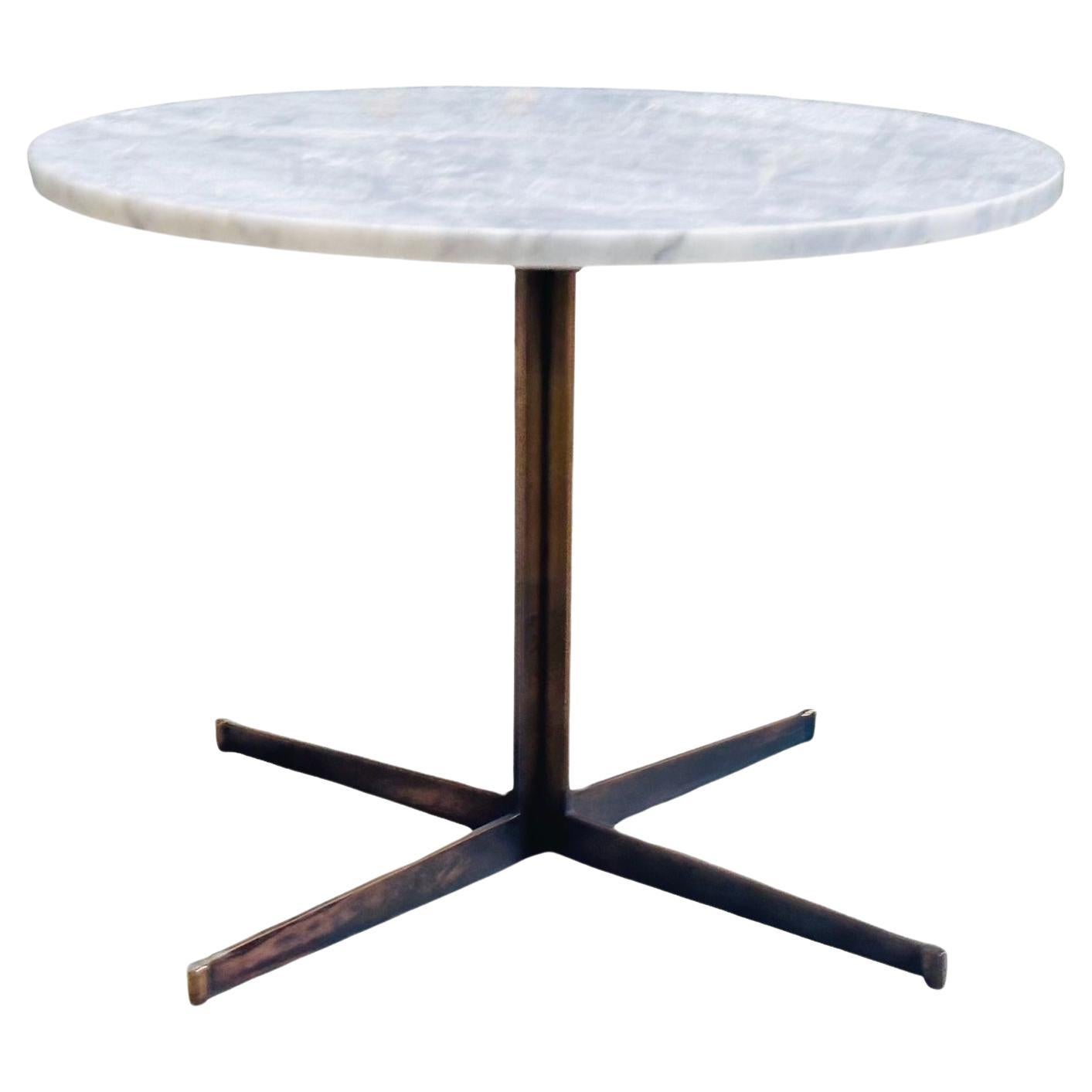 Calacatta Marble and Solid Bronze Base Side/End Table, 1970 For Sale