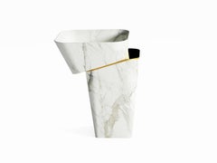 "Lavabo moderno artigianale in marmo Calacatta "Louis Blanc