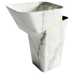 "Louis Blanc" Modern Calacatta Marble Handcrafted Washbasin by Grzegorz Majka