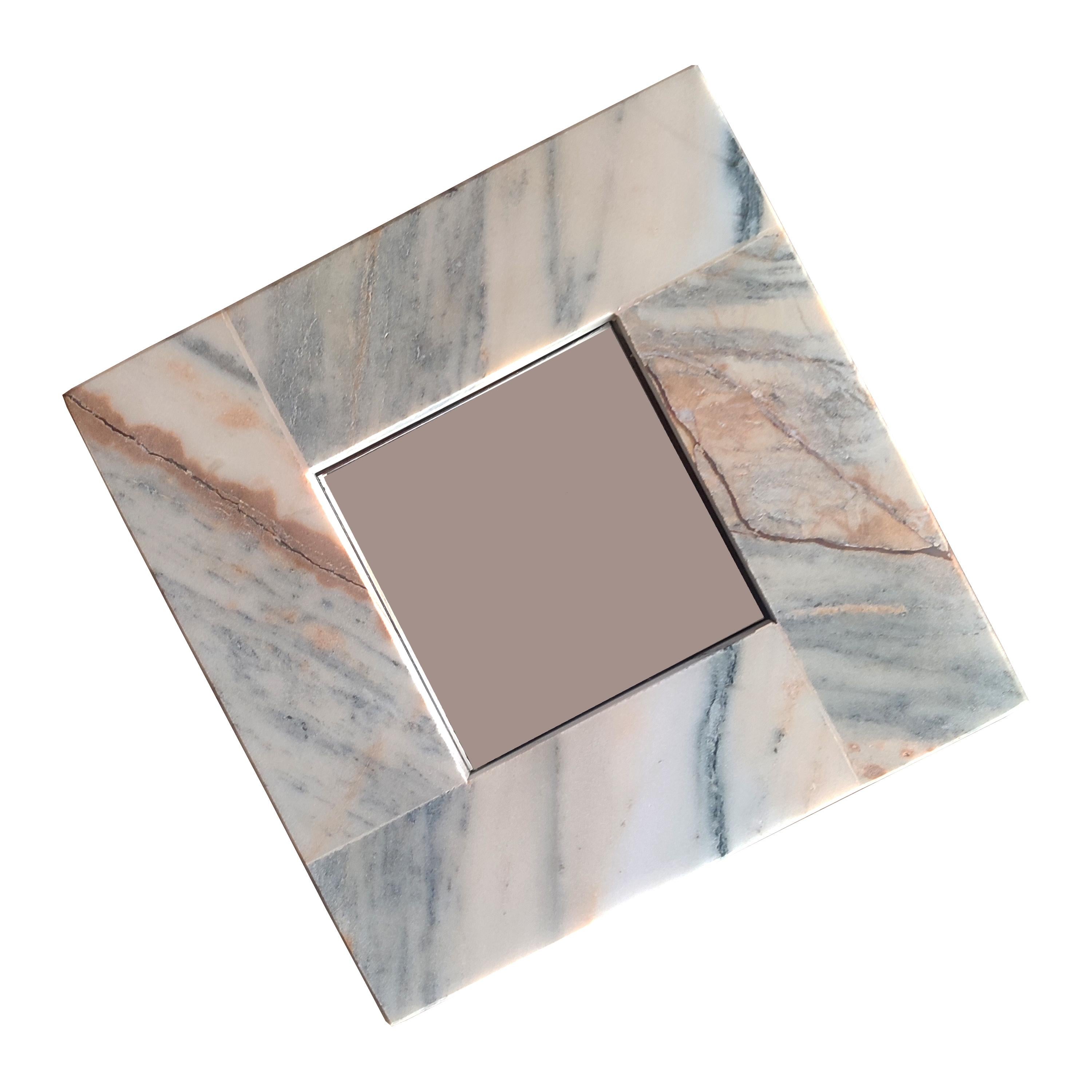 Hand-Crafted Calacatta Marble Mirror Italian Marble Contemprary Design Luxury Gift Made Spain For Sale