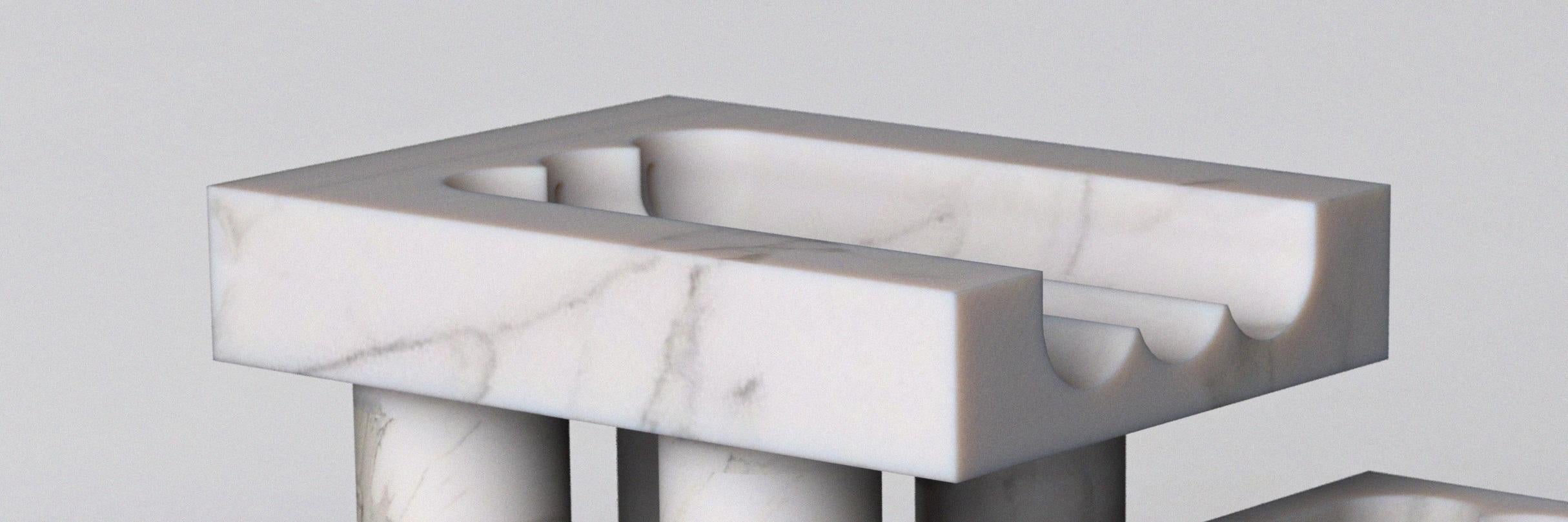 British Calacatta Marble Monolithic Font by Tino Seubert For Sale