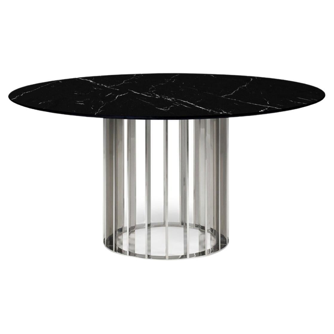 Portuguese Calacatta Marble Stainless Steel Dining Table For Sale