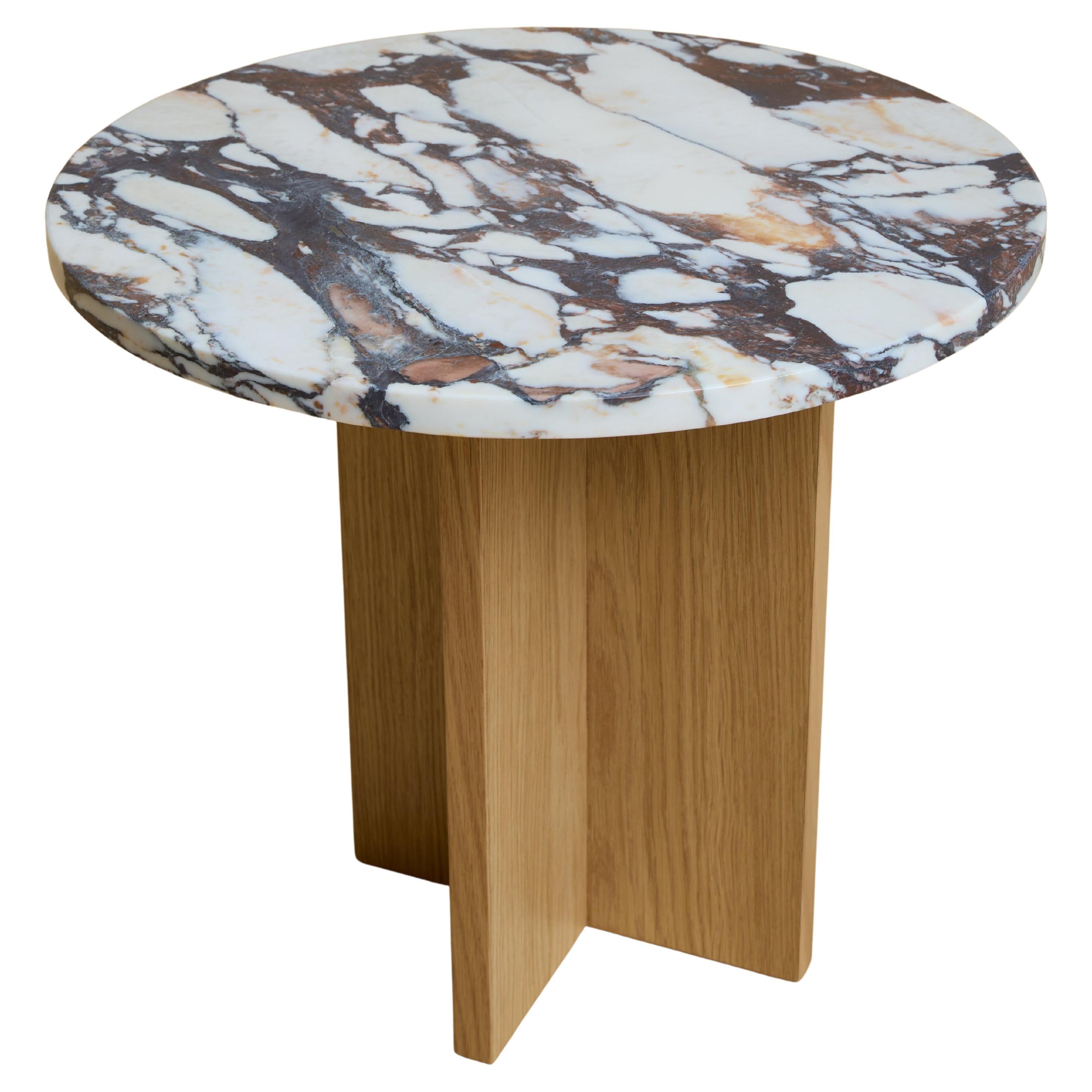Calacatta Viola Marble Circular Coffee Table, Made in Italy For Sale