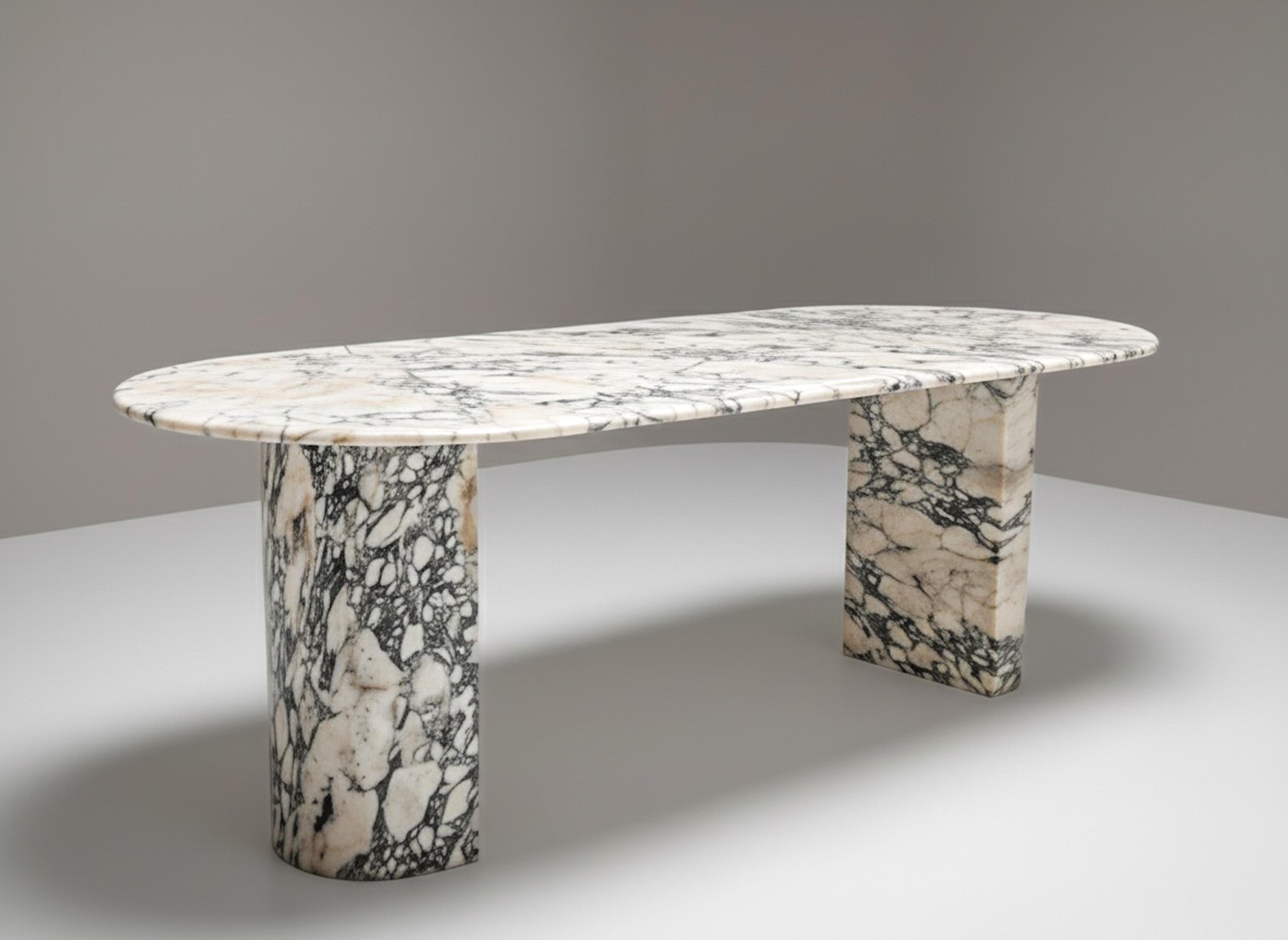 Carved Calacatta Viola Marble Dining Table - Custom Made Marble Table For Sale