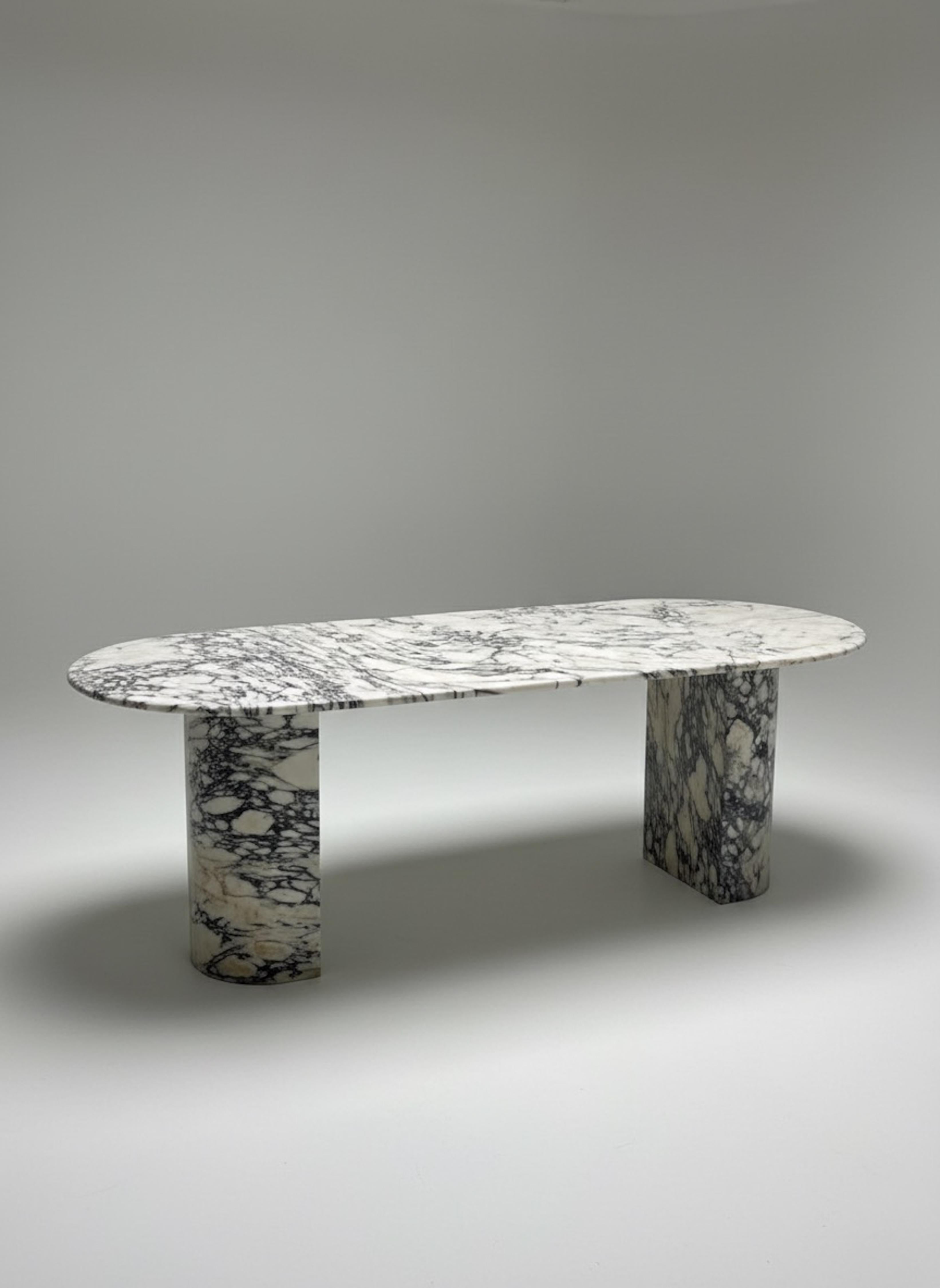 Contemporary Calacatta Viola Marble Dining Table - Custom Made Marble Table For Sale