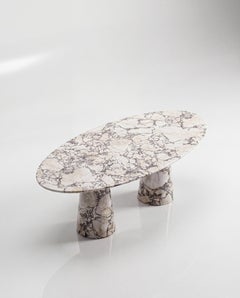 Calacatta Viola Marble Ellips Table, Conic Solid Marble Legs