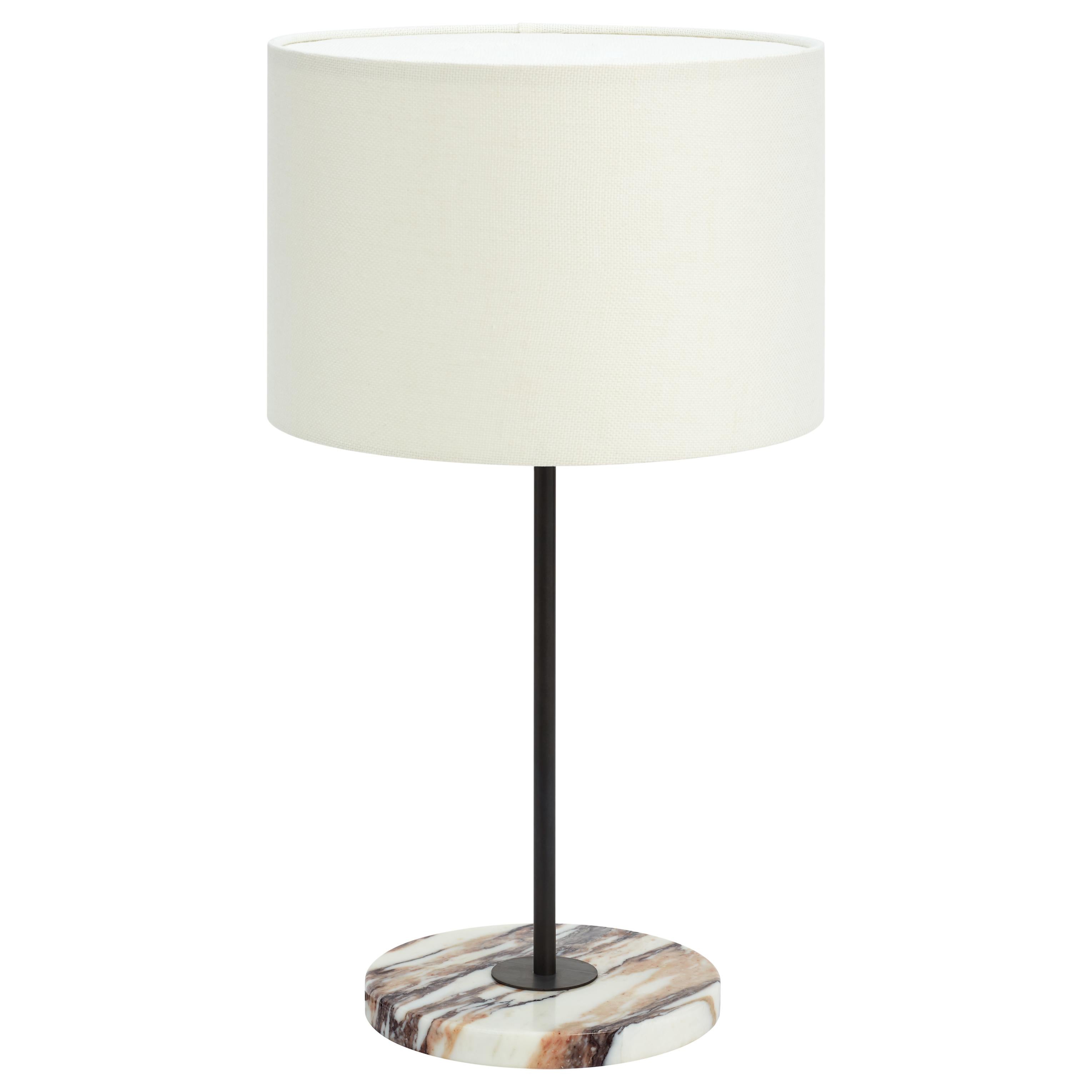 Calacatta Viola Marble Mayfair Table Lamp by CTO Lighting
Materials: Polished calacatta viola marble base with bronze and white linen shade
Dimensions: 29 x H 66 cm

All our lamps can be wired according to each country. If sold to the USA it will be