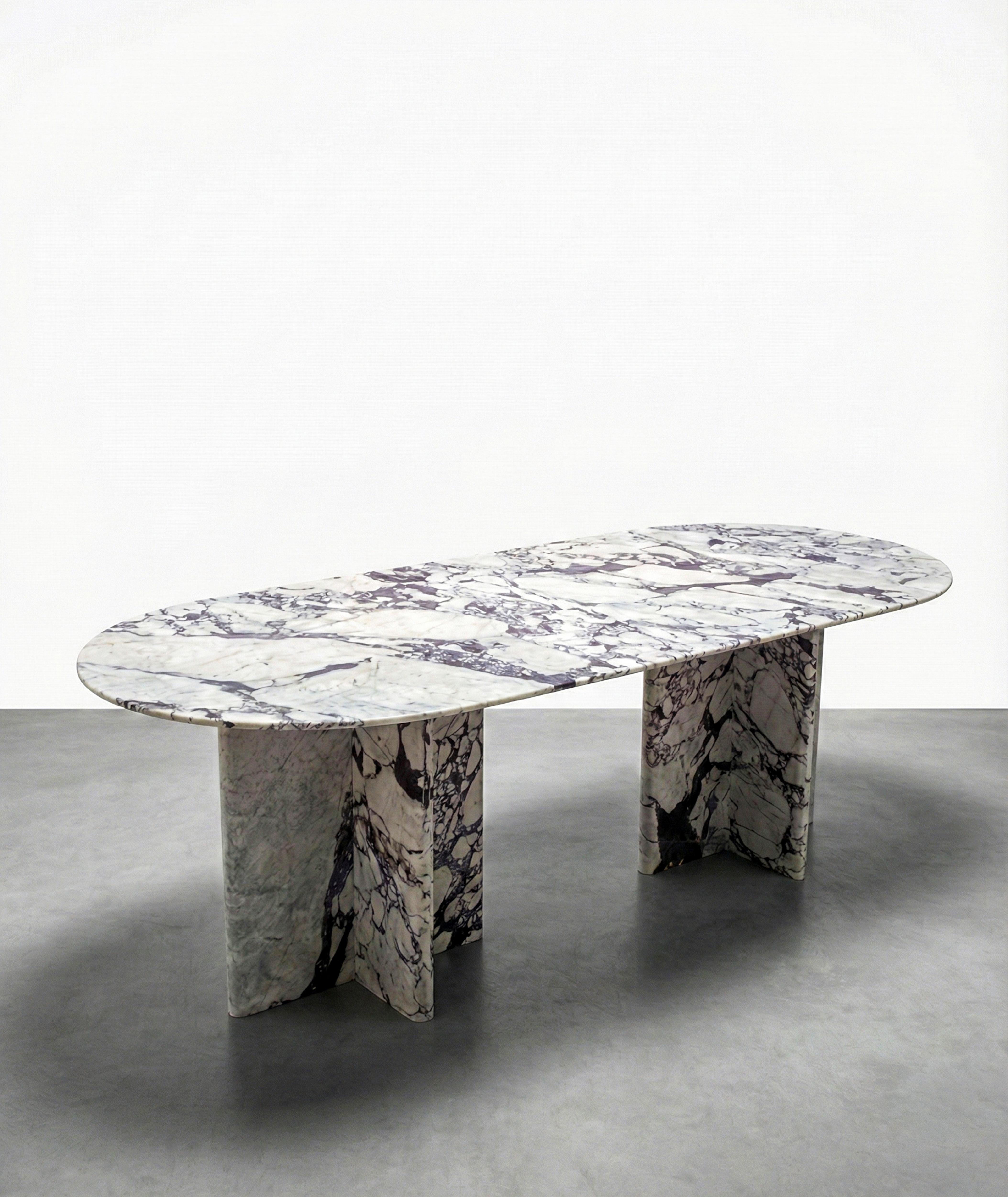 Calacatta Viola Marble Monolith Dining Table, Custom Made White Marble Table in vendita 2