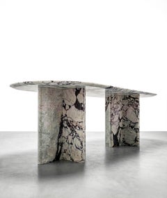Calacatta Viola Marble Monolith Dining Table, Custom Made White Marble Table