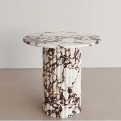 Calacatta Viola Marble Side Table with Fluting