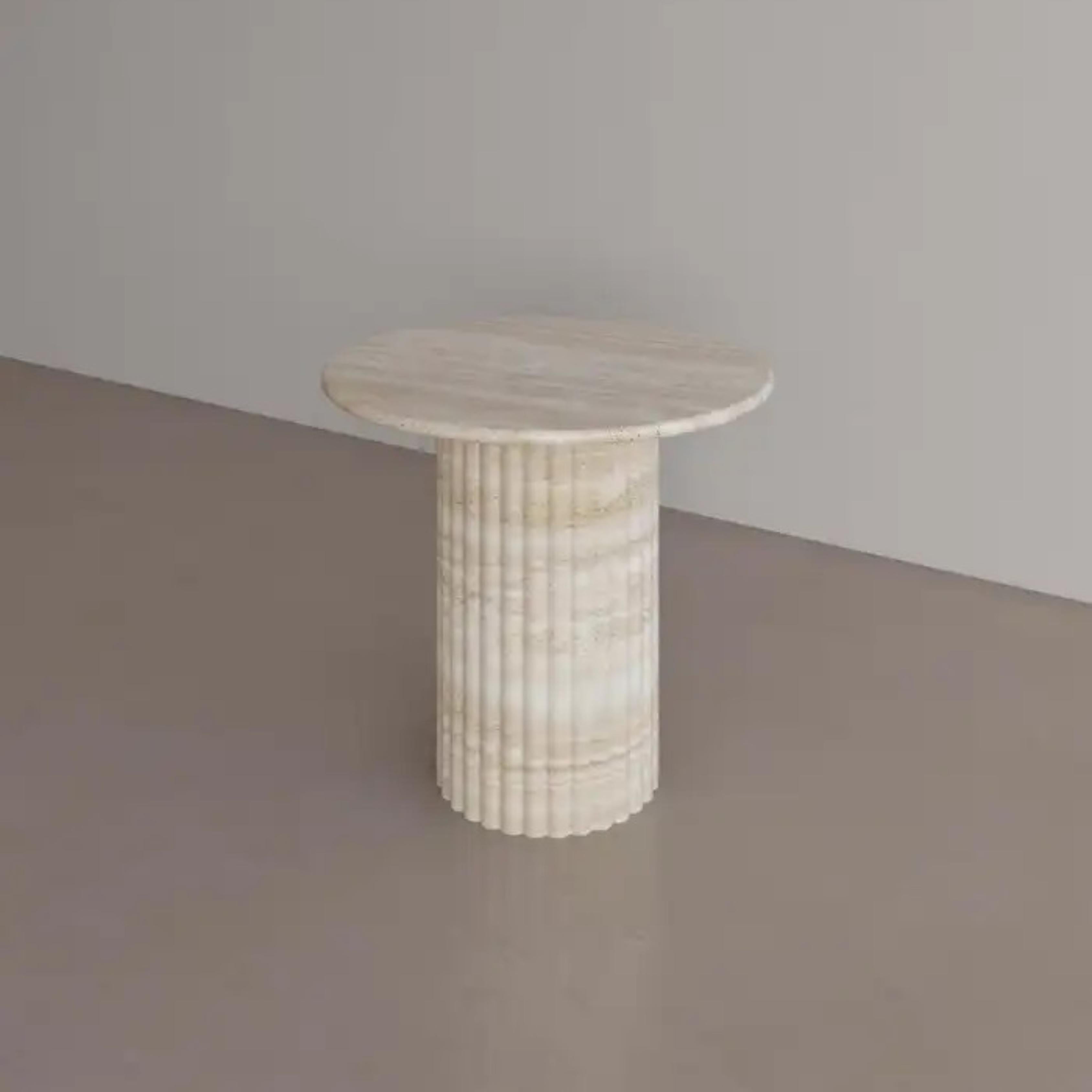 Hand-Crafted Calacatta Viola Marble Side Table with Fluting For Sale