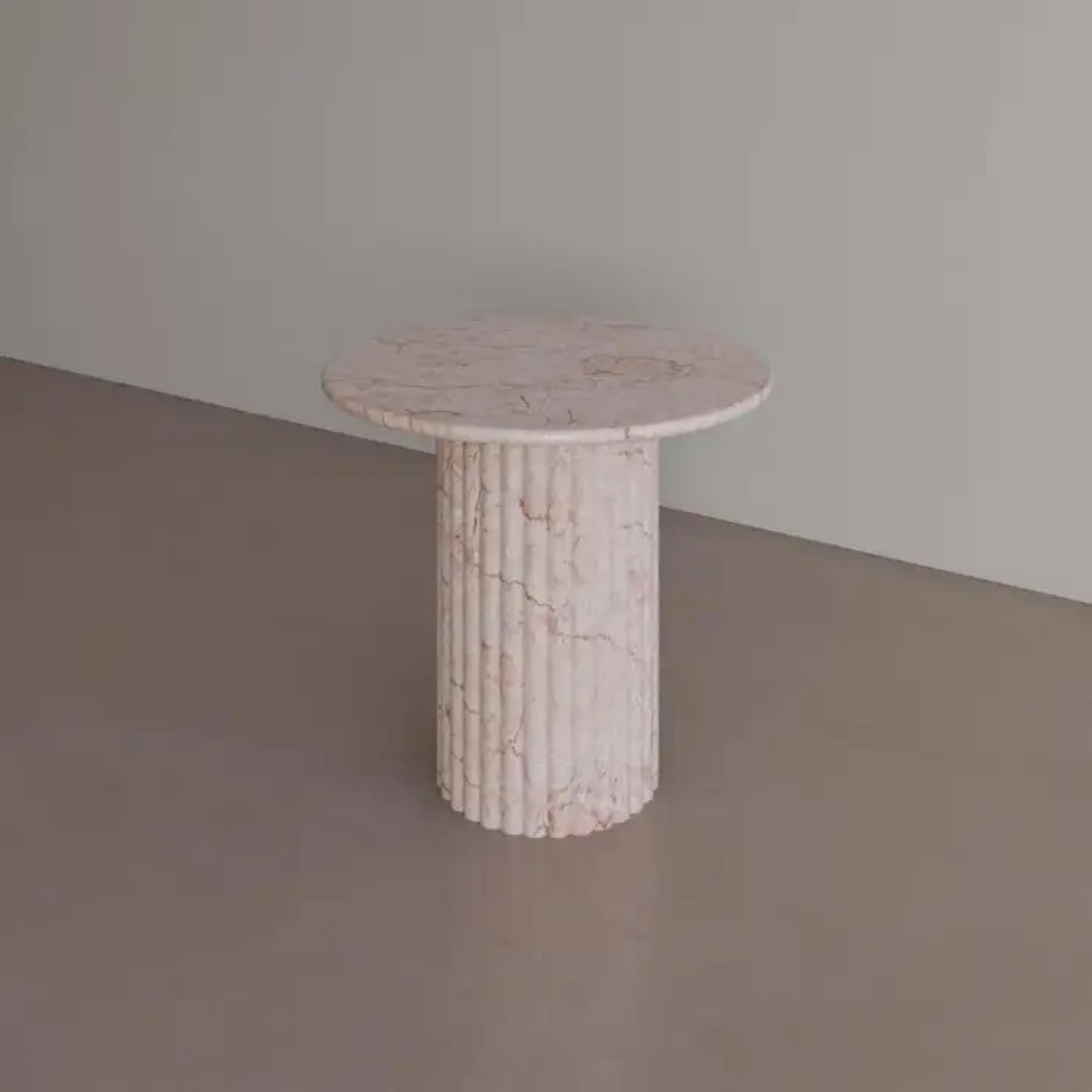 Contemporary Calacatta Viola Marble Side Table with Fluting For Sale