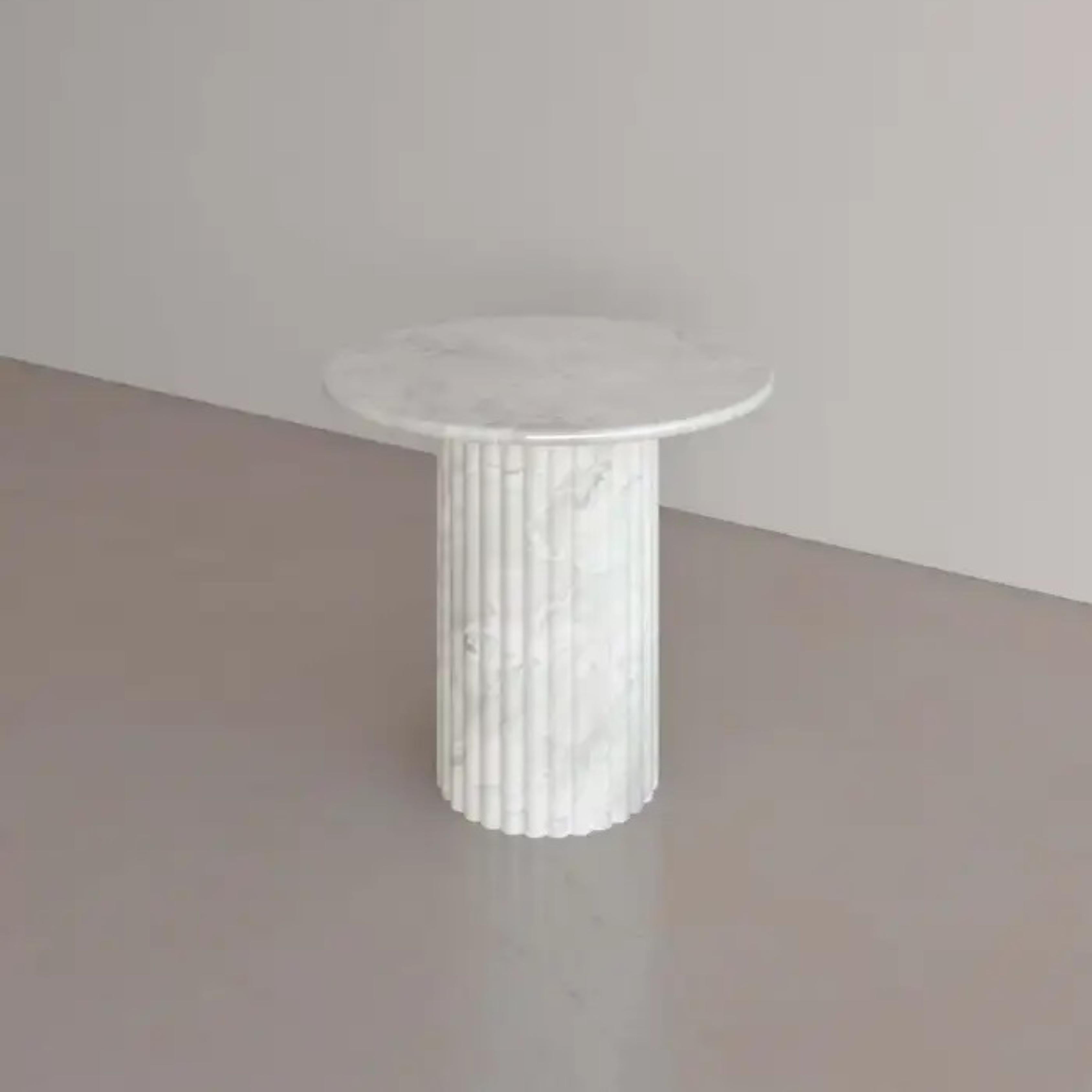 Contemporary Calacatta Viola Marble Side Table with Fluting For Sale