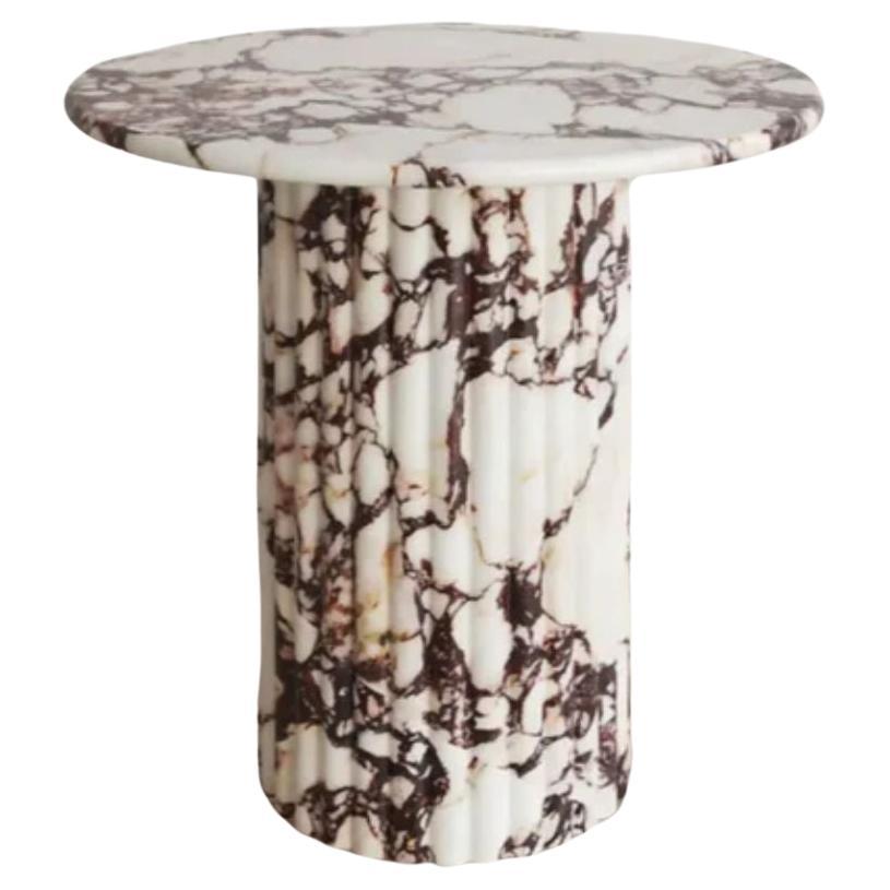 Calacatta Viola Marble Side Table with Fluting For Sale