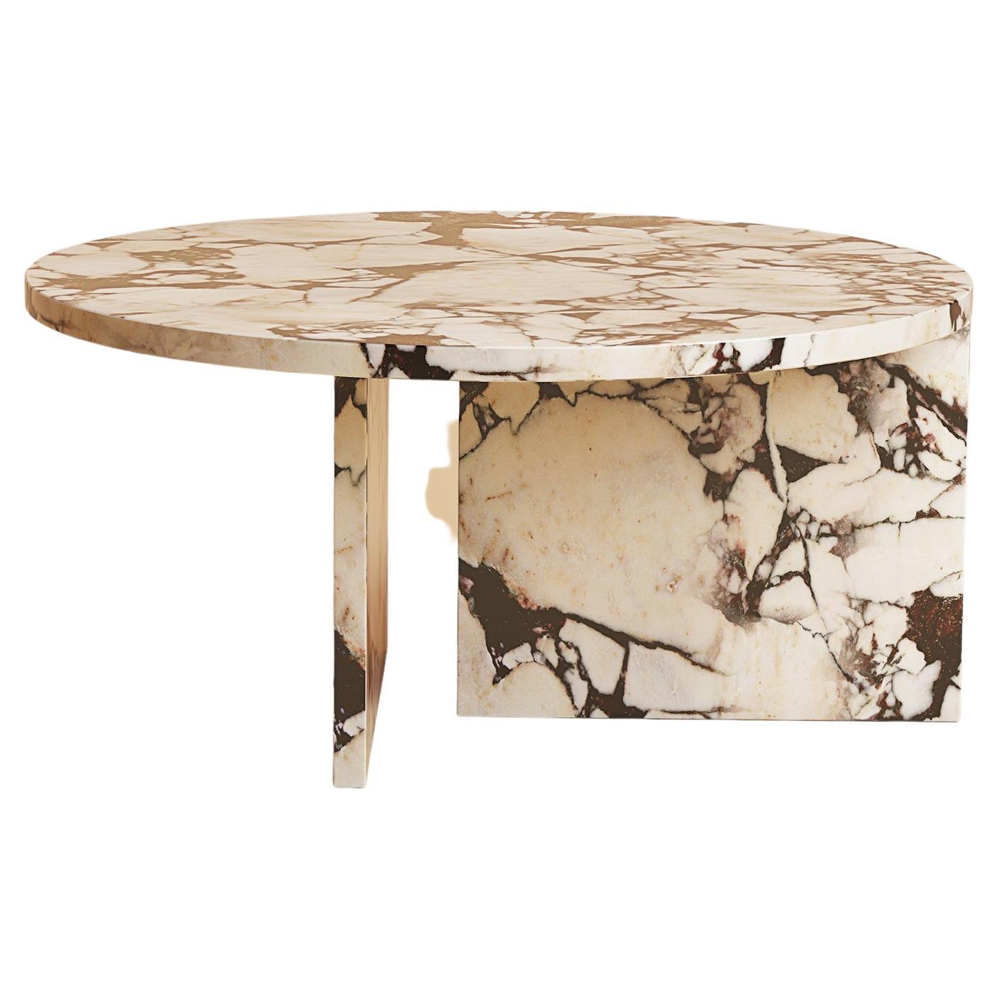 Calacatta Violet Marble Round Coffee Table, Made in Italy For Sale