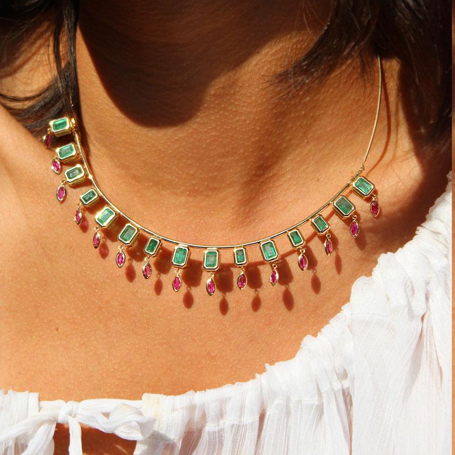 Emerald Cut Calafia Crown Necklace  For Sale