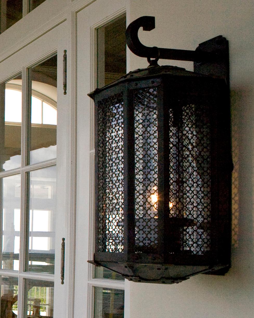 Modern Calais Chamfered Exterior Wall Lantern in Darkened Bronze by Remains Lighting Co
