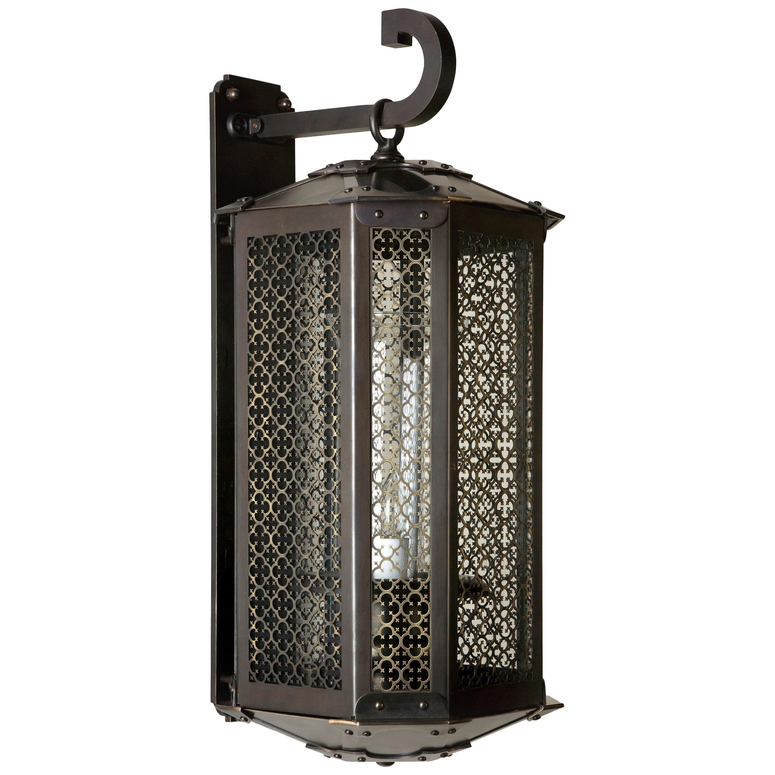 Calais Chamfered Exterior Wall Lantern in Darkened Bronze by Remains Lighting Co