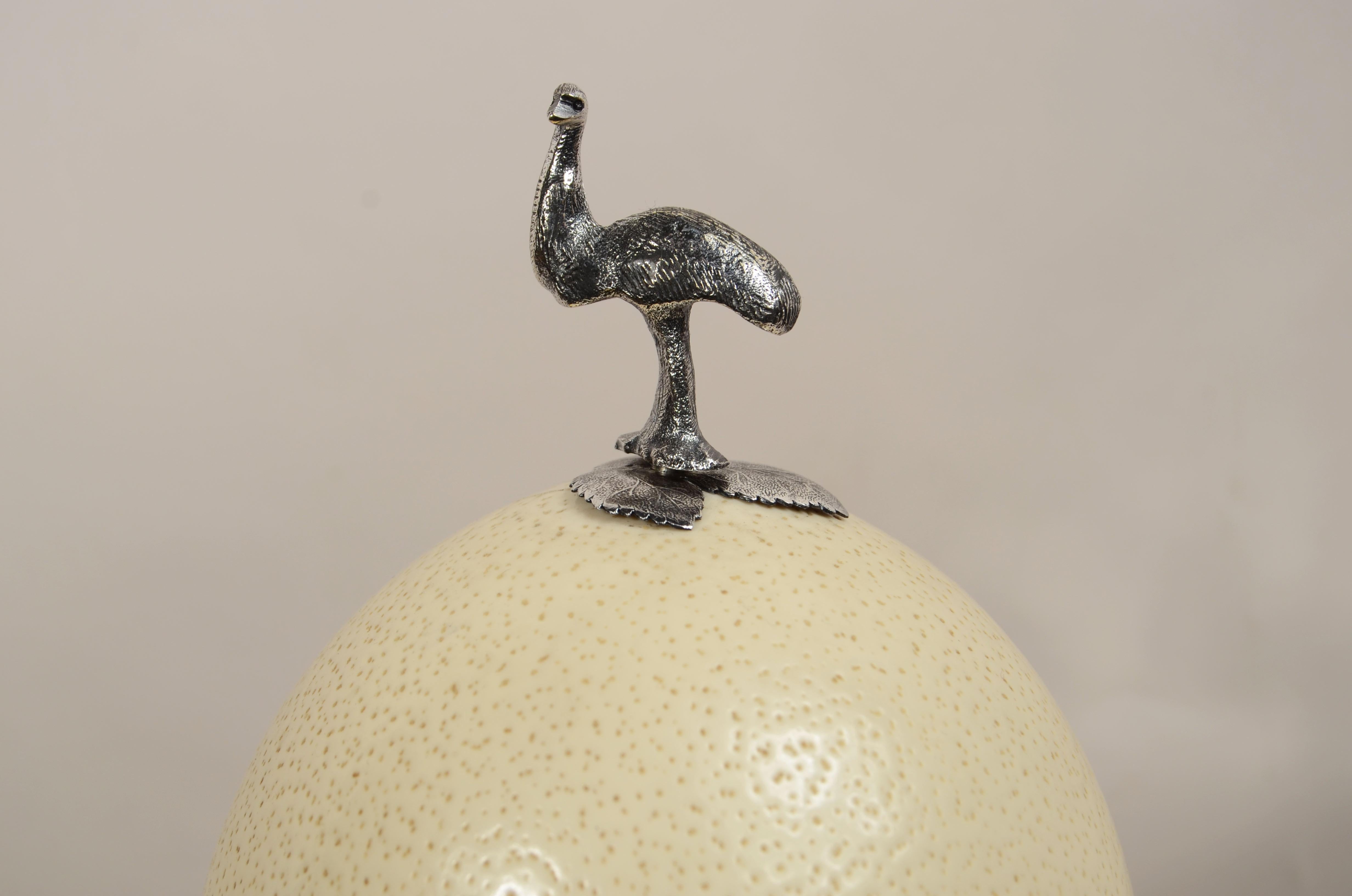 Victorian-era silver plate wunderkammer inkwell with emu egg For Sale 13