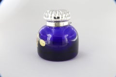 925 sterling silver inkwell and blue crystal