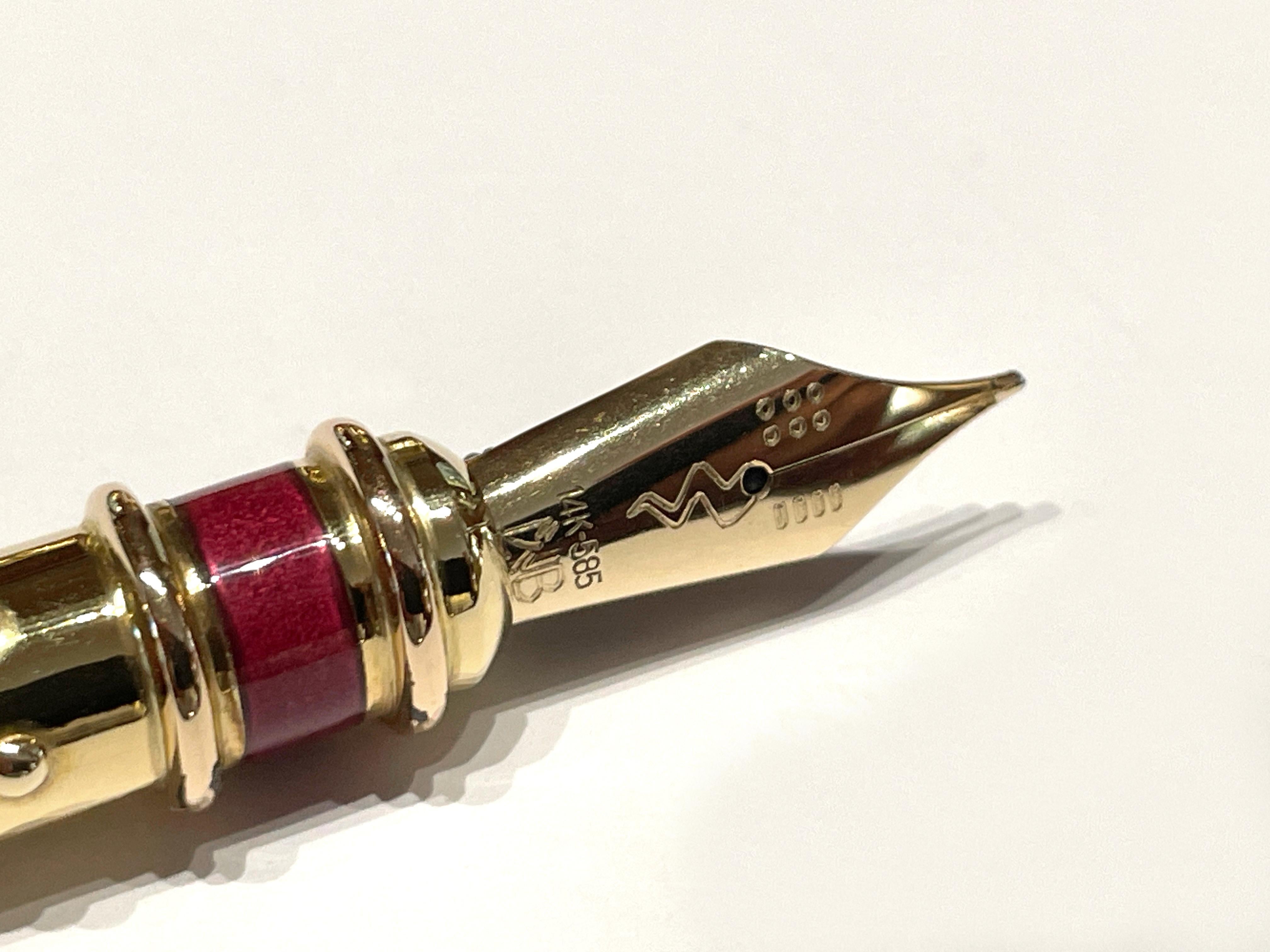 La Nouvelle Bague inkwell in gilt silver and ebony with fountain pen For Sale 5
