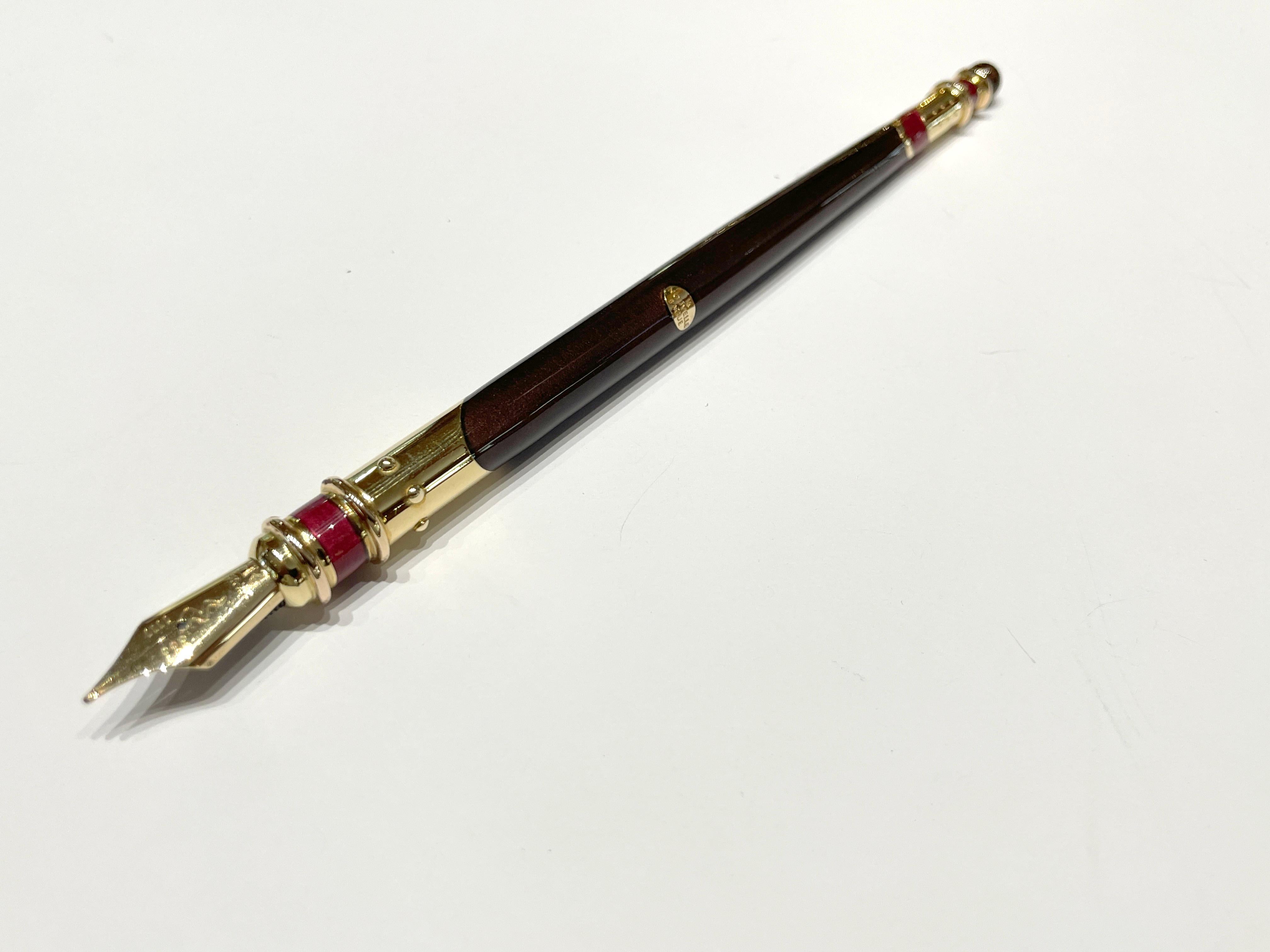 La Nouvelle Bague inkwell in gilt silver and ebony with fountain pen For Sale 6