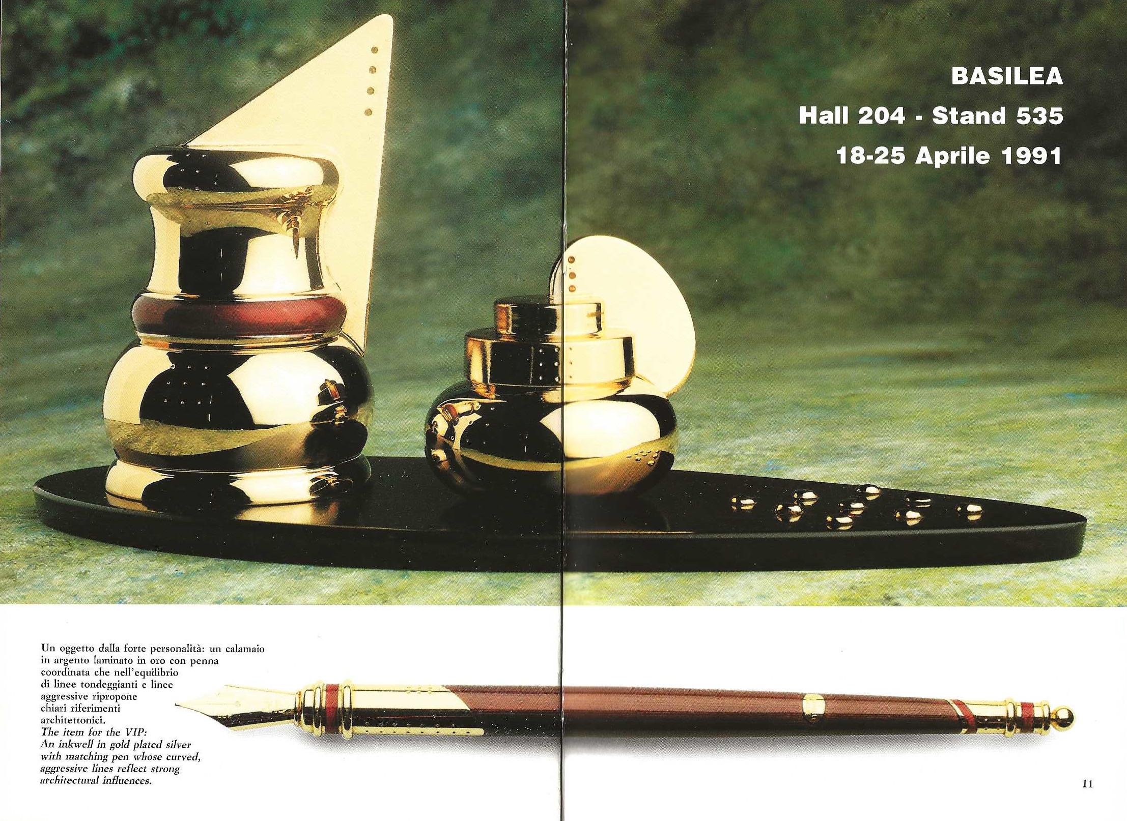 La Nouvelle Bague inkwell in gilt silver and ebony with fountain pen For Sale 14