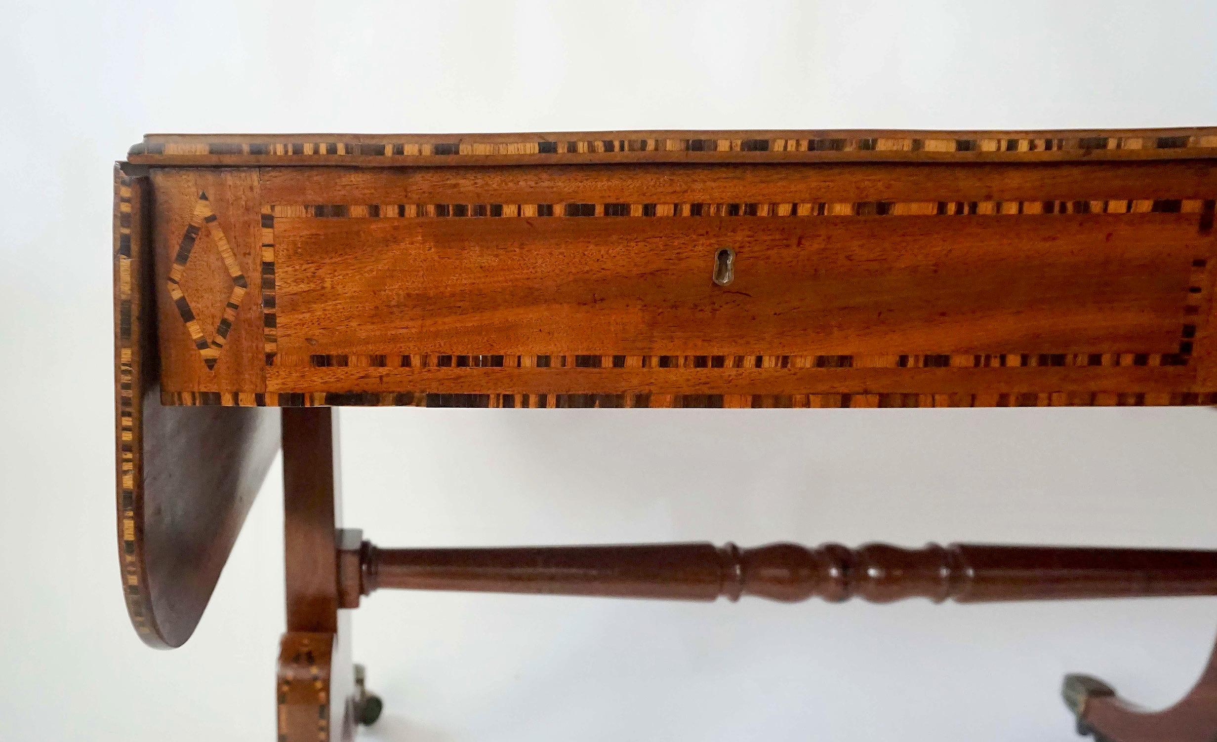 19th Century Calamander Inlaid Mahogany Sofa Table by William Wilkinson, London, circa 1820 For Sale