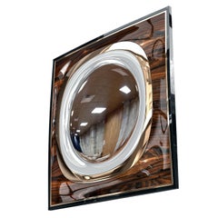 "Calamità" Konvexer Spiegel mit Details aus Nussbaum, Edelstahl und Bronze, Istanbul