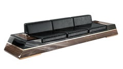 "Calamità" Sofa with Walnut, Stainless Steel and Bronze Details, Istanbul