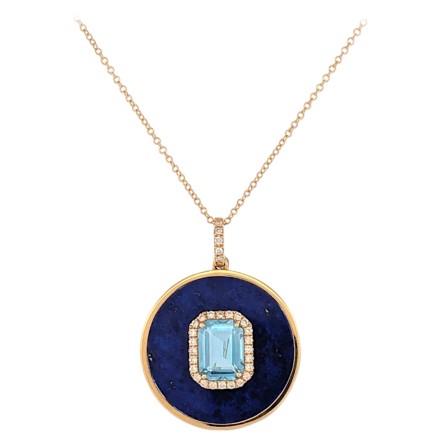 Colgante de gema Calanthe, oro amarillo de 18 quilates con topacio azul de 1,69 ct