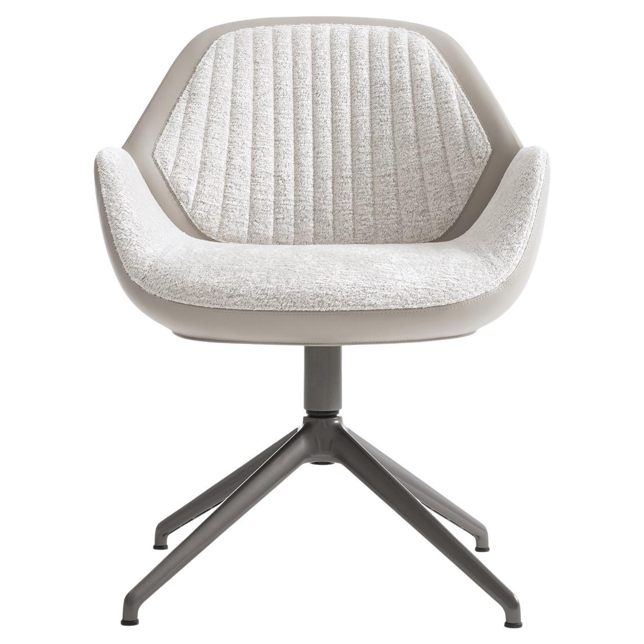 Chaise pivotante Calathea, base en métal blanc en vente
