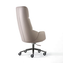 Calathea White Leather Swivel Office Chair