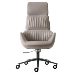 Calathea White Leather Swivel Office Chair