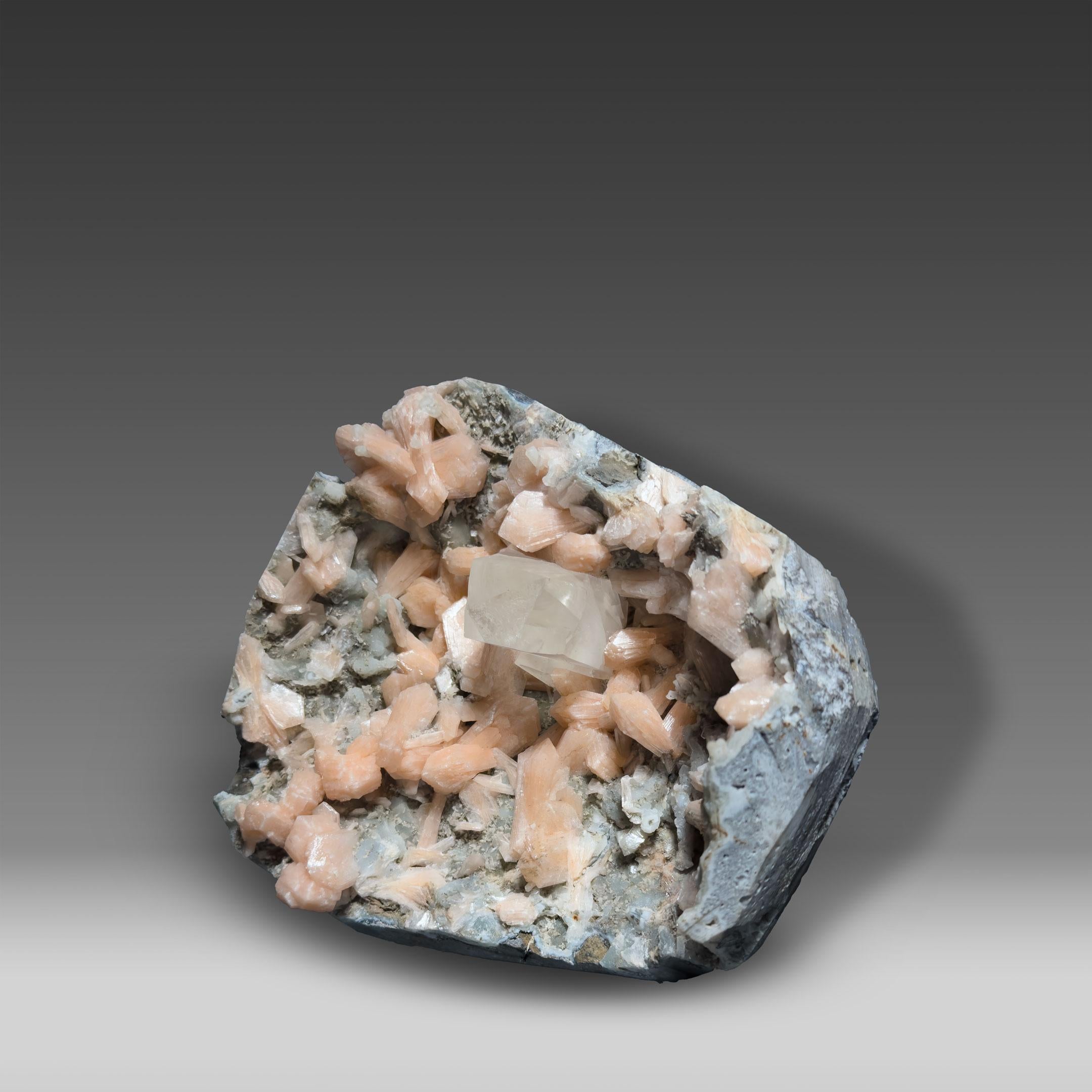 Indian Calcite and Stilbite on Apophyllite For Sale