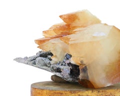 Calcite Crystal with Sphalerite on an 18th Century Italian Mecca Alter Base