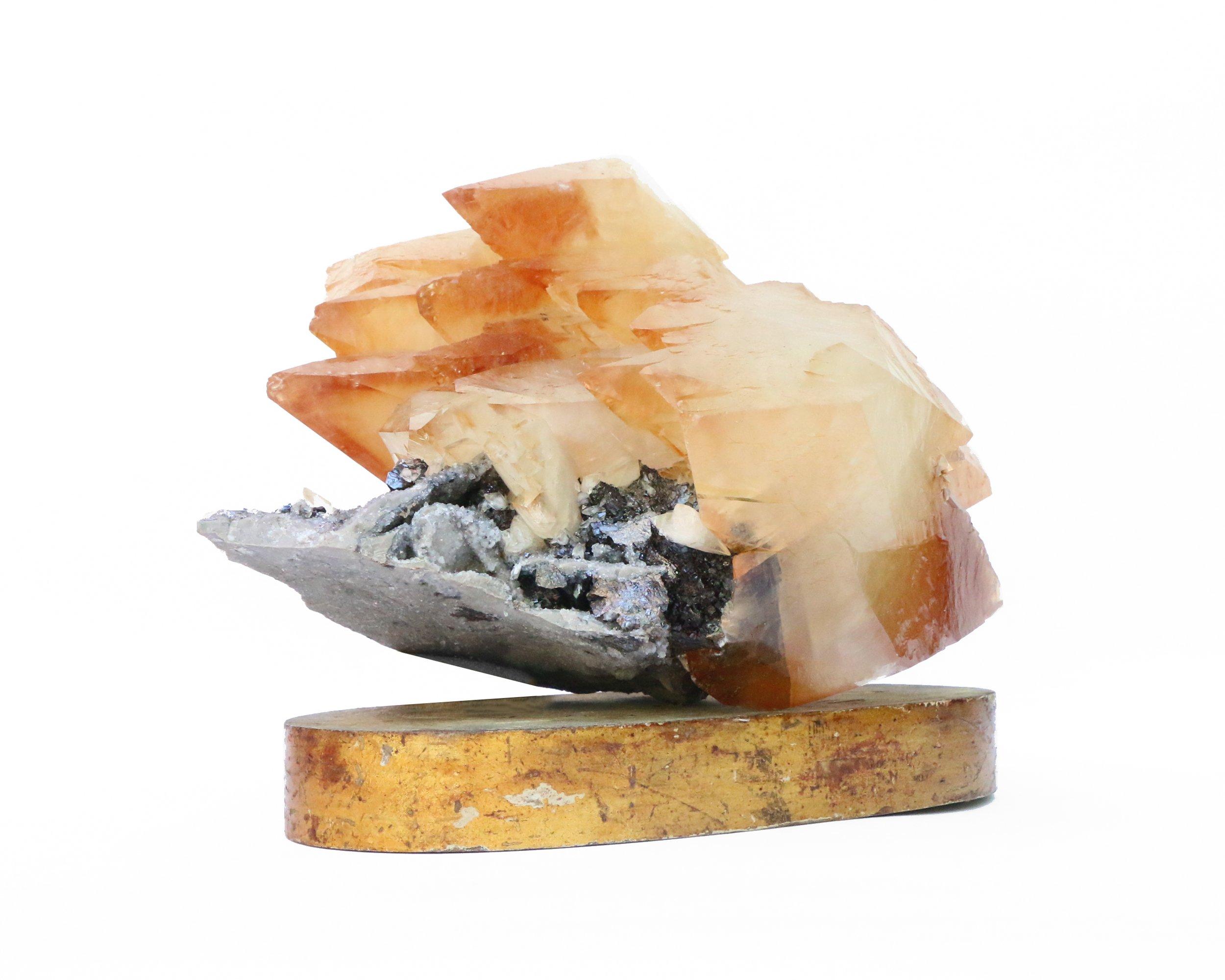 Organic Modern Calcite Crystal with Sphalerite on an 18th Century Italian Mecca Alter Base