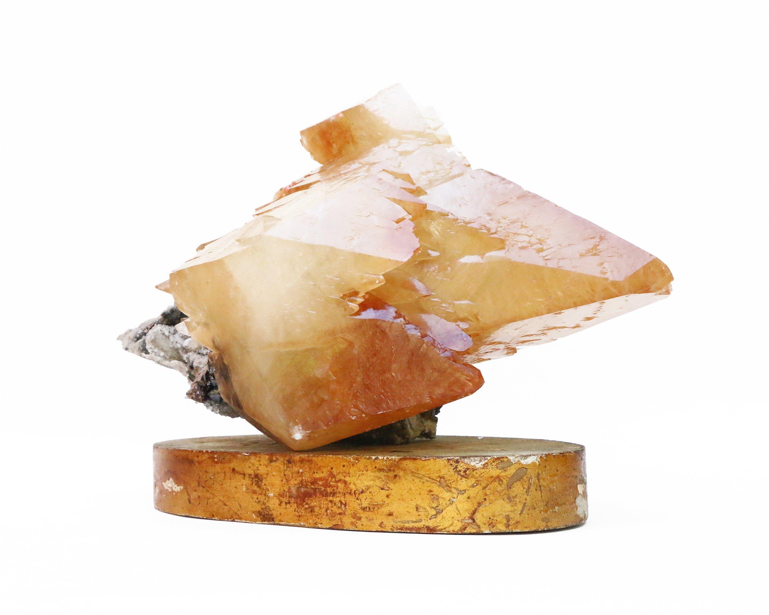 American Calcite Crystal with Sphalerite on an 18th Century Italian Mecca Alter Base
