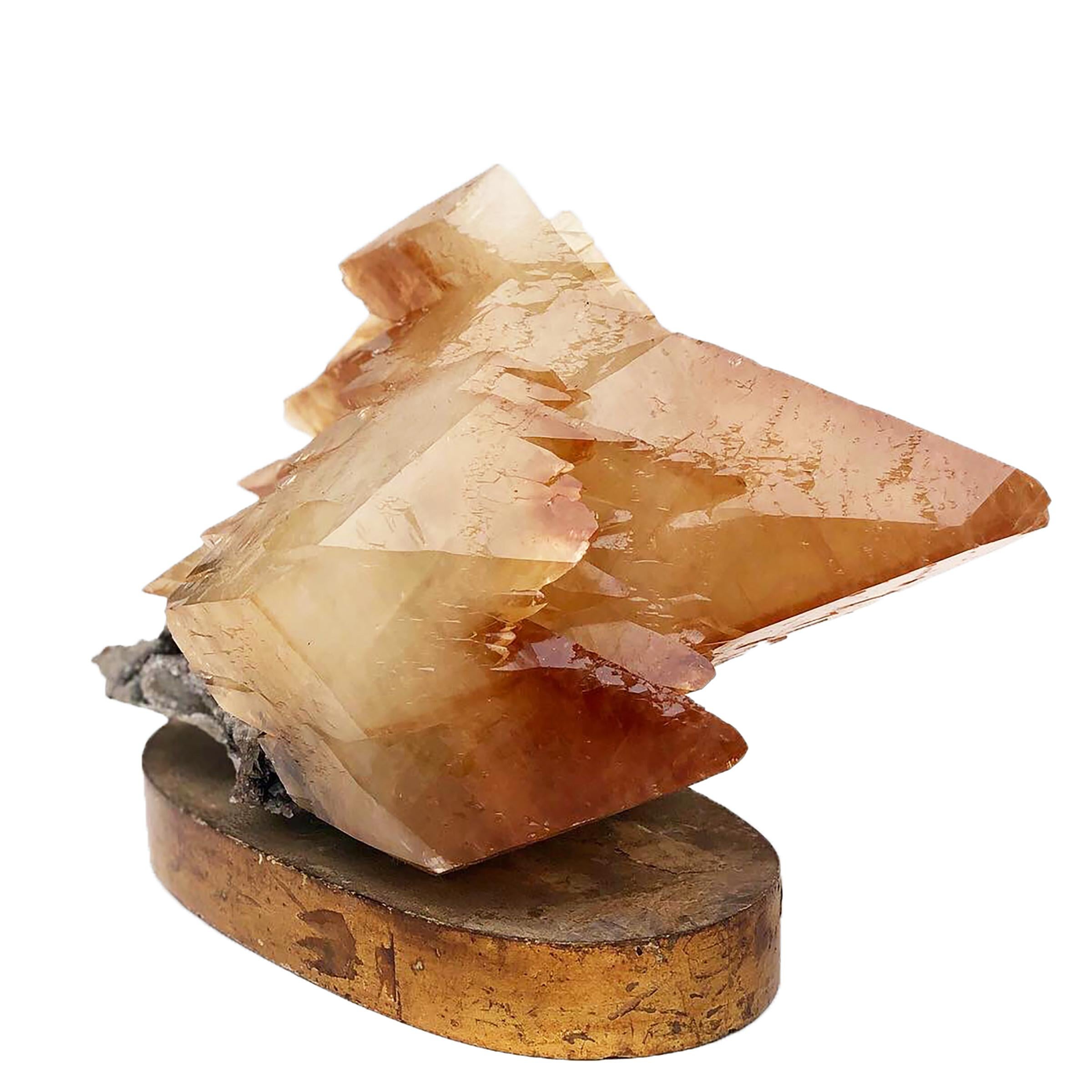 Calcite Crystal with Sphalerite on an 18th Century Italian Mecca Alter Base In Good Condition In Dublin, Dalkey