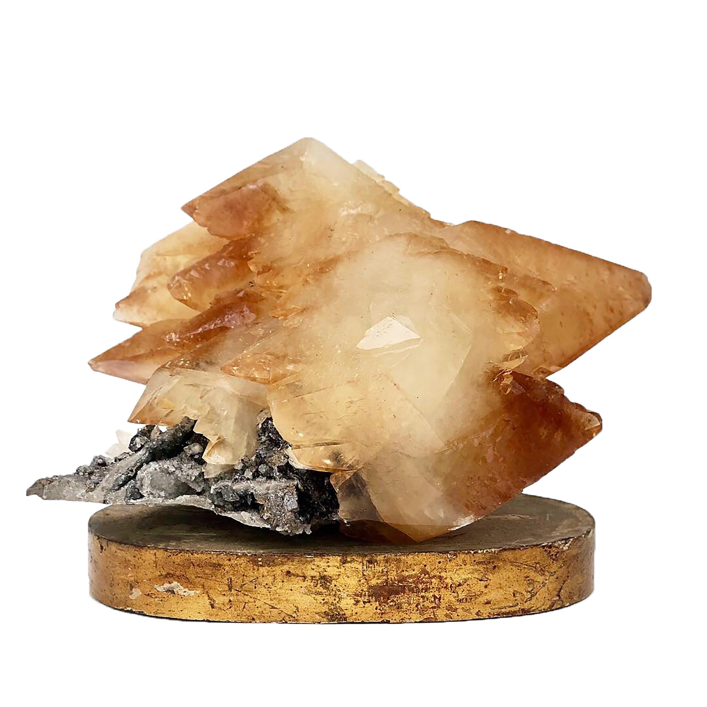 18th Century and Earlier Calcite Crystal with Sphalerite on an 18th Century Italian Mecca Alter Base