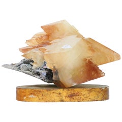 Calcite Crystal with Sphalerite on an 18th Century Italian Mecca Alter Base