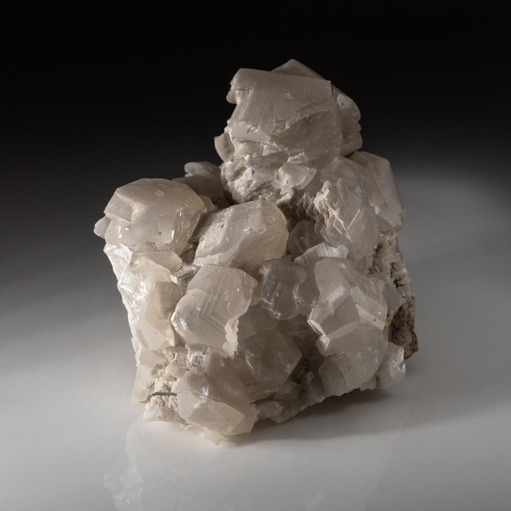 From Tsumeb Mine, Otavi-Bergland District, Oshikoto, NamibiaTop quality specimen of translucent, colorless rhombic calcite crystals in a stacked formation. The calcite crystals show low positive and negative rhombohedral form. The crystal formation