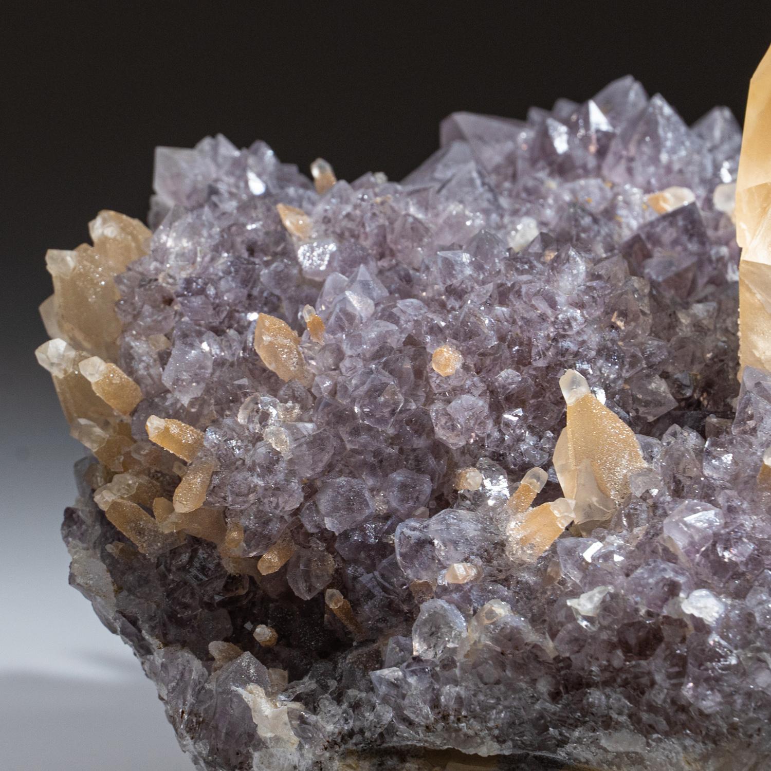 Calcite on Amethyst cluster From San Eugenio, Artigas Dept., Uruguay In New Condition For Sale In New York, NY
