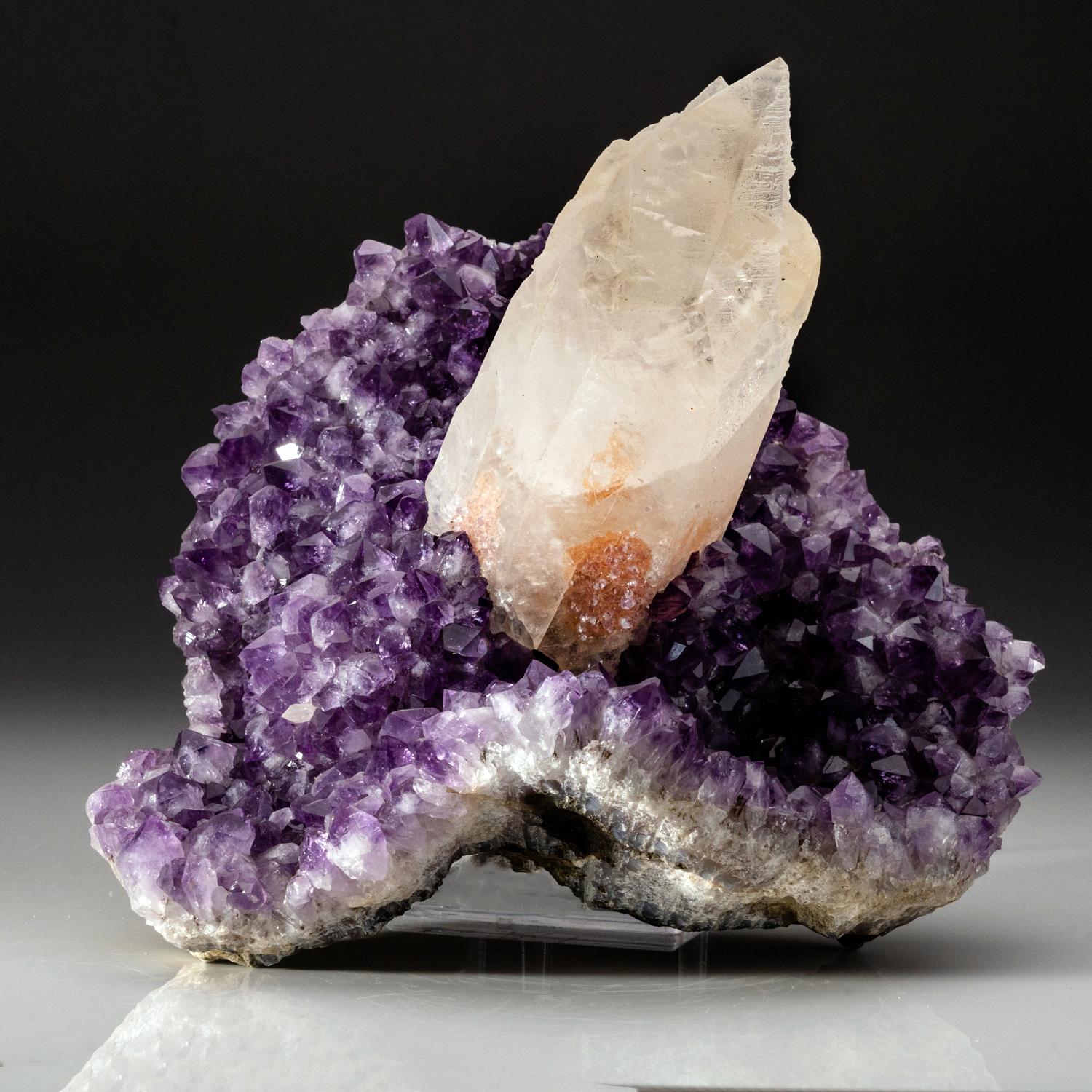 18th Century and Earlier Calcite on Amethyst Cluster From San Eugenio, Artigas Dept., Uruguay For Sale